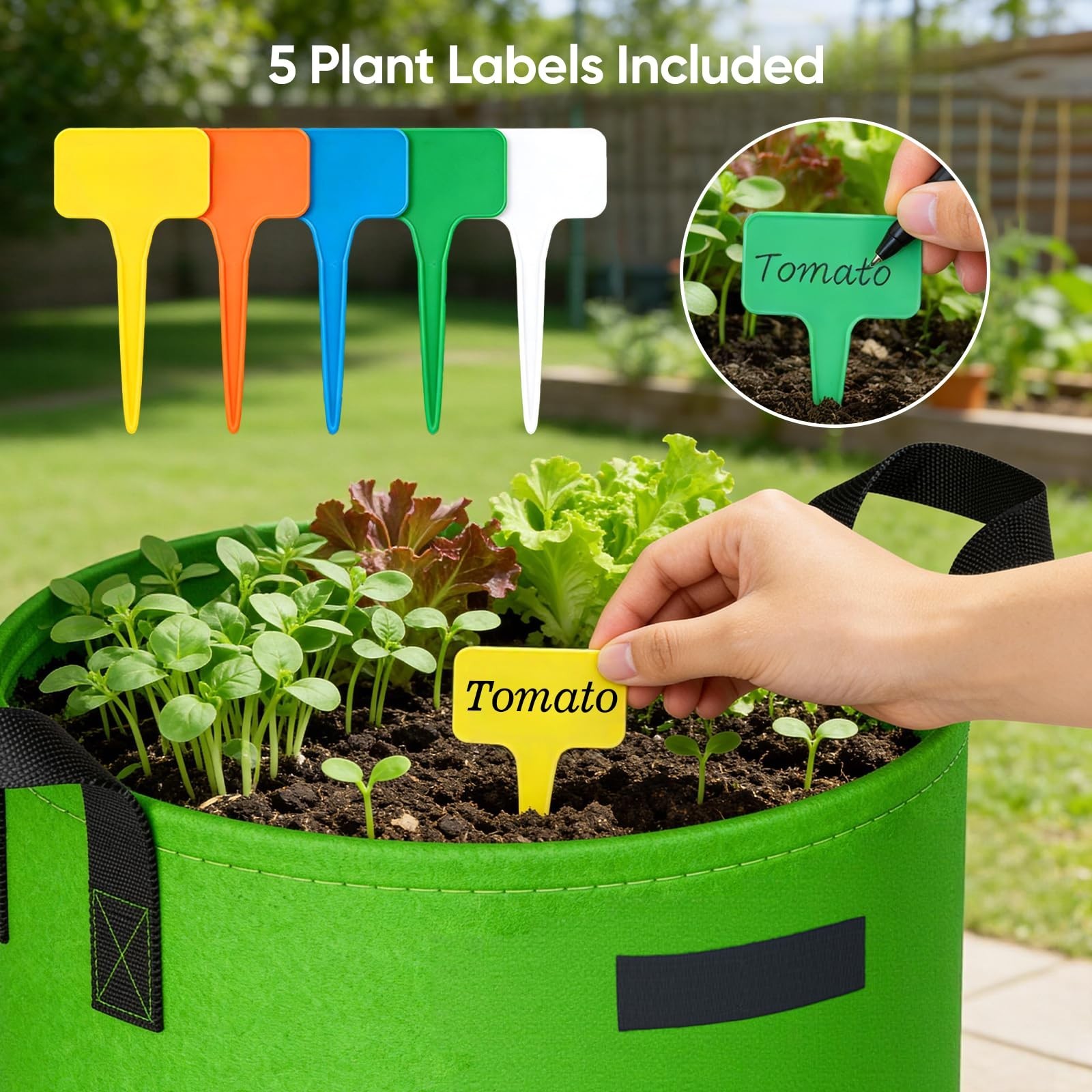 10 Gallon Potato Grow Bags: 5 Pack 350G Heavy Duty Thickened Grow Bags with C…