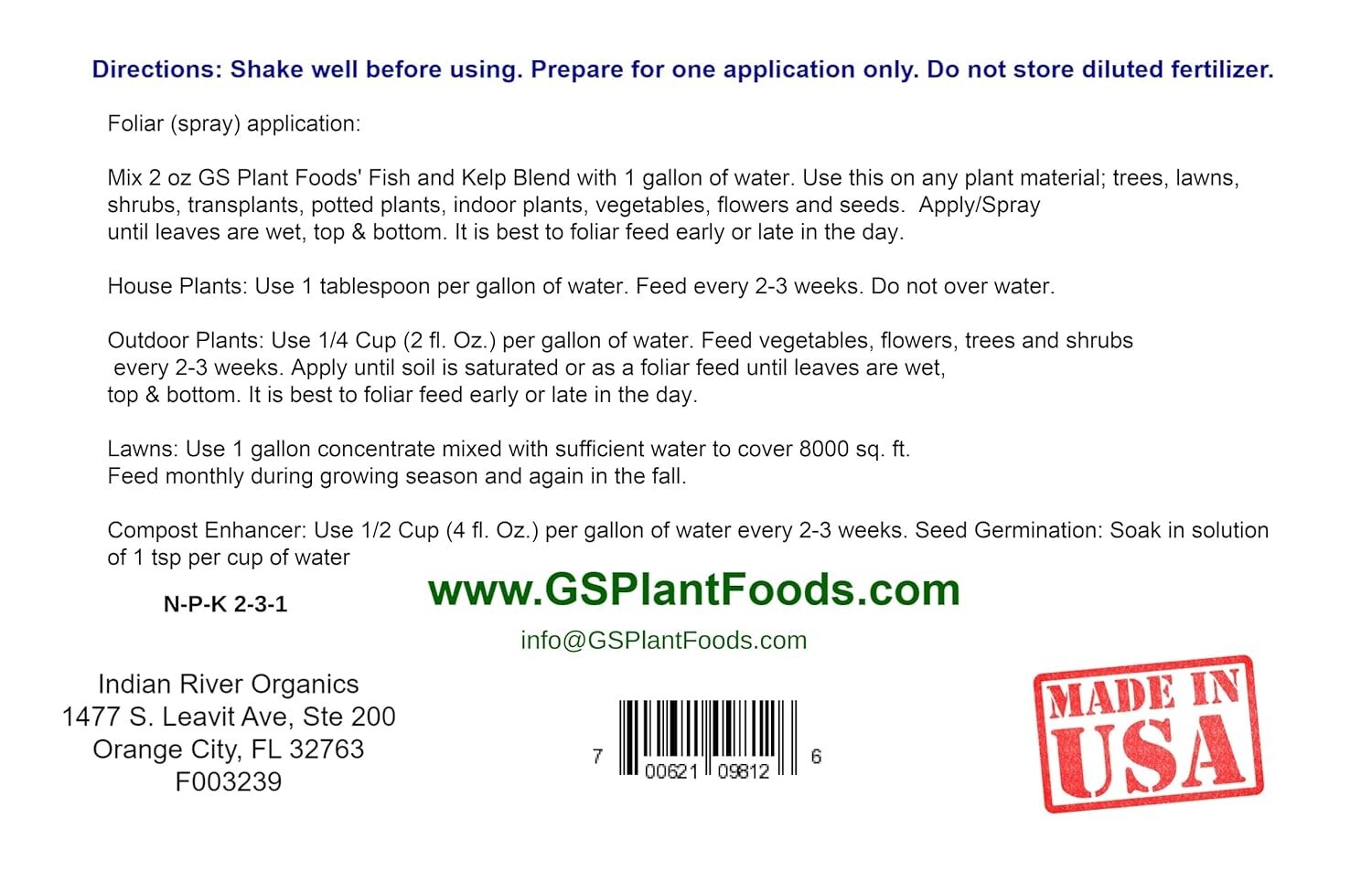 1 Gallon Hydrolyzed Fish & Kelp Fertilizer – Boost Growth for Vegetables & Lawns