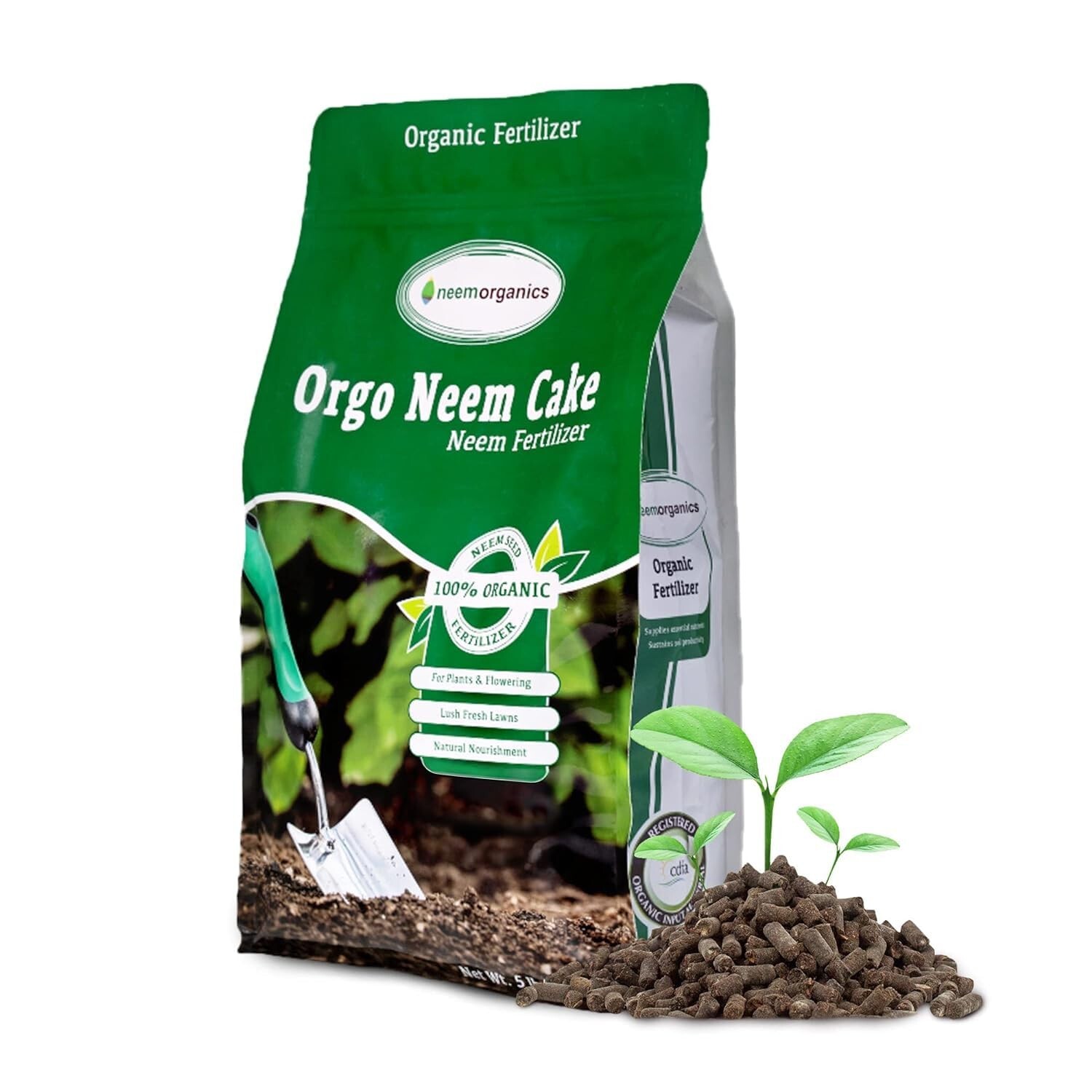 Orgo Neem Cake | 100% Organic Fertilizer for Outdoor Plants, Lawn 5 lbs