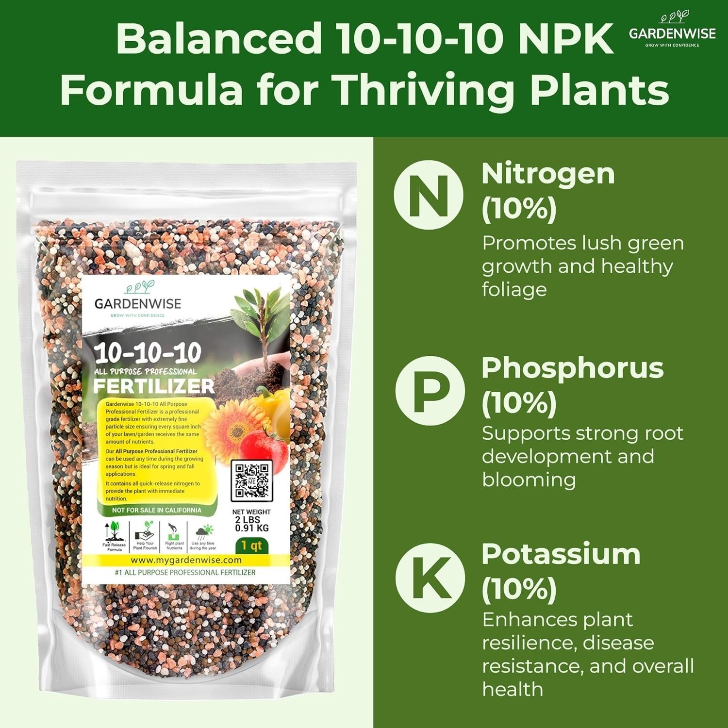 10-10-10 Plant Fertilizer Slow Release – 10 10 10 All Purpose Granular Garden…
