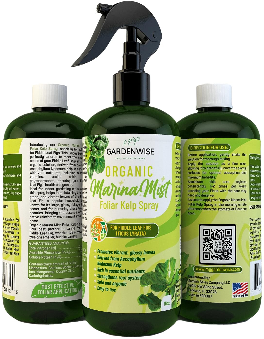 Organic Marina Mist Foliar Spray Fiddle Leaf Fig & Other Ficus Trees Micro