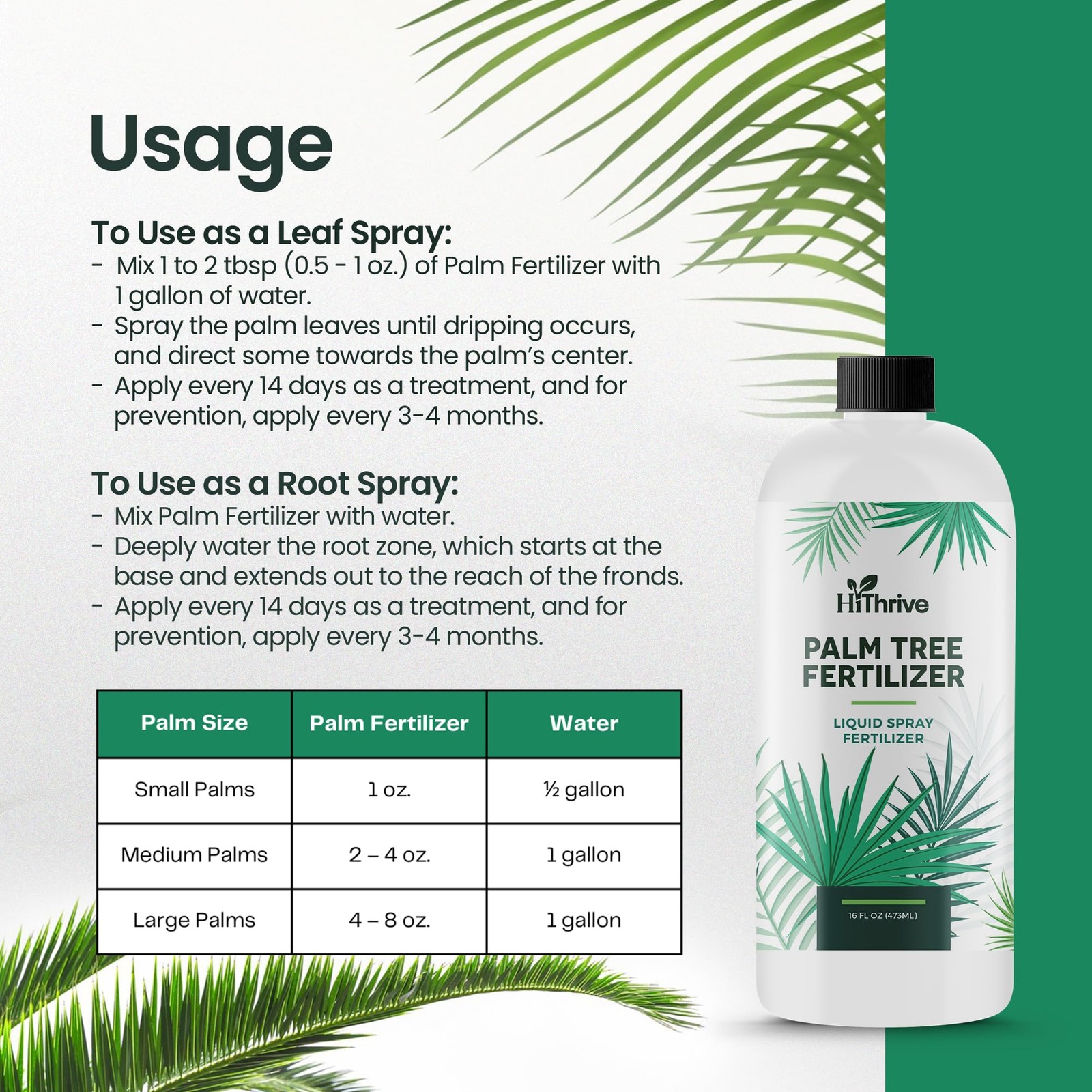 Palm Tree Fertilizer – 16oz Plant Food for Tree. Rich in 16 oz (1 Pint)
