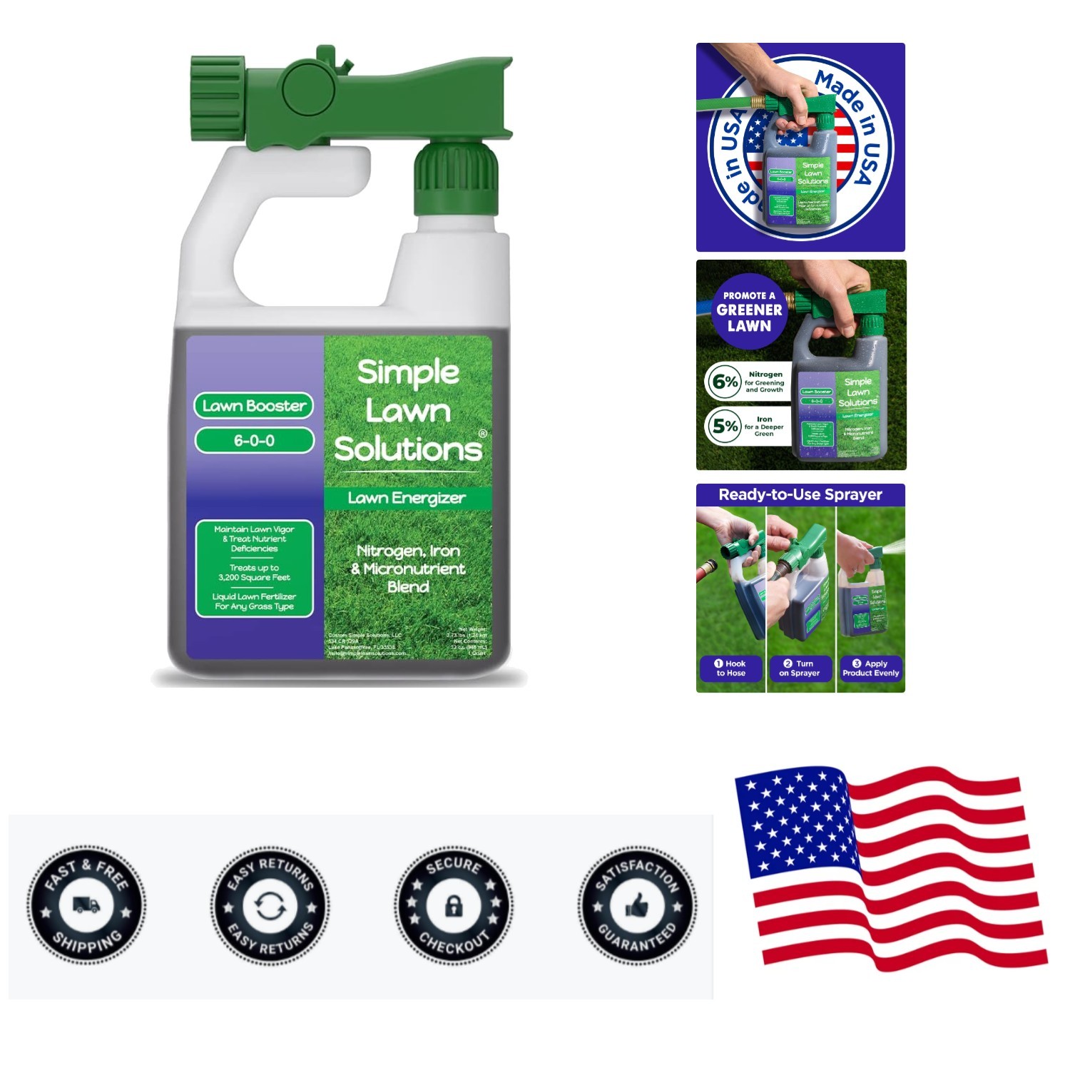 32 oz Commercial Lawn Fertilizer with Iron – Liquid Spray for Deep Green Grass