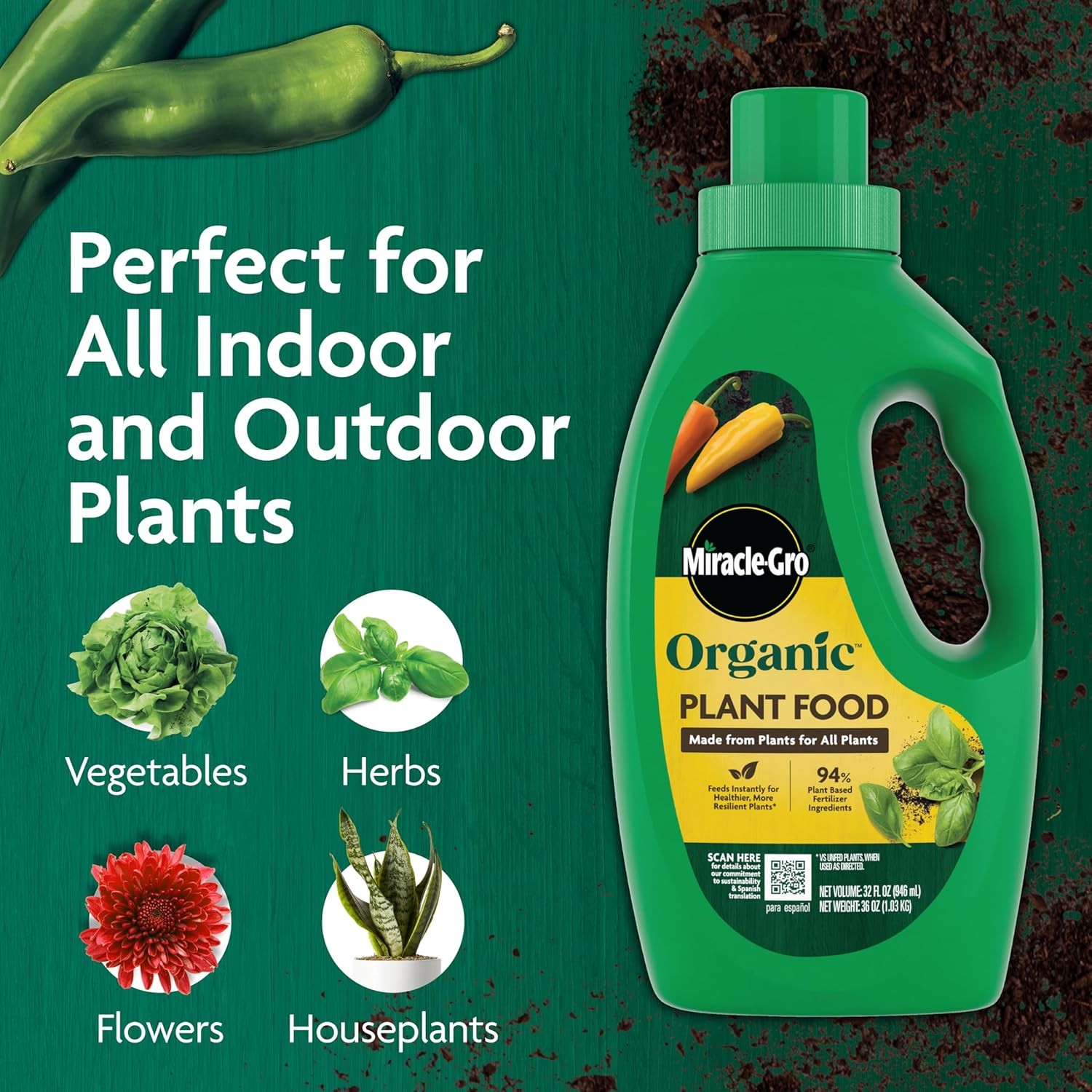 Organic Plant Food Use W/ Indoor/Outdoor Plants Organic Liquid Fertilizer