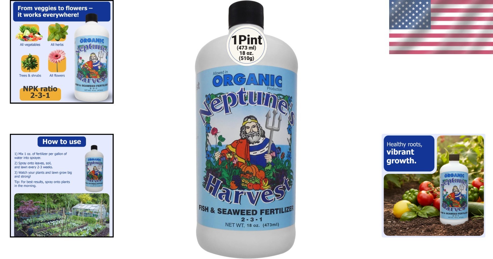 Organic Fish & Seaweed Fertilizer 2-3-1 18oz – Safe For Kids, Pets & All Plants