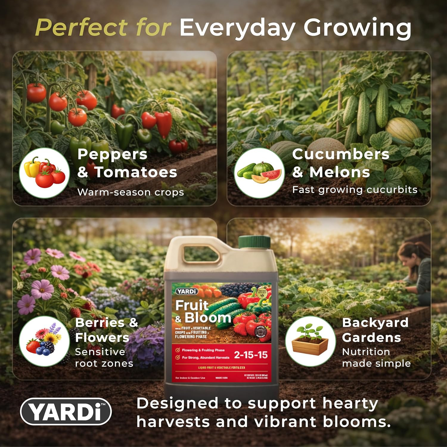 Fruit & Bloom Plant Food 1 Gallon Outdoor Fertilizer NPK 2-15-15 | YA-FB-1G