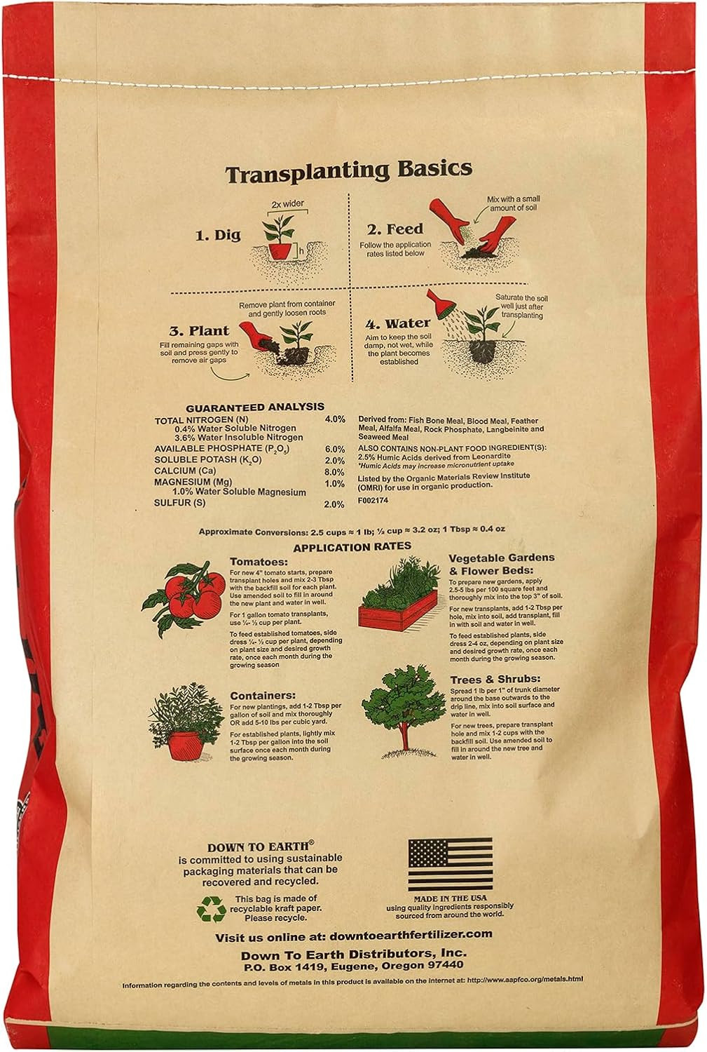 Down to Earth All Natural Fertilizers Organic All Purpose Tomato & Vegetable Mix