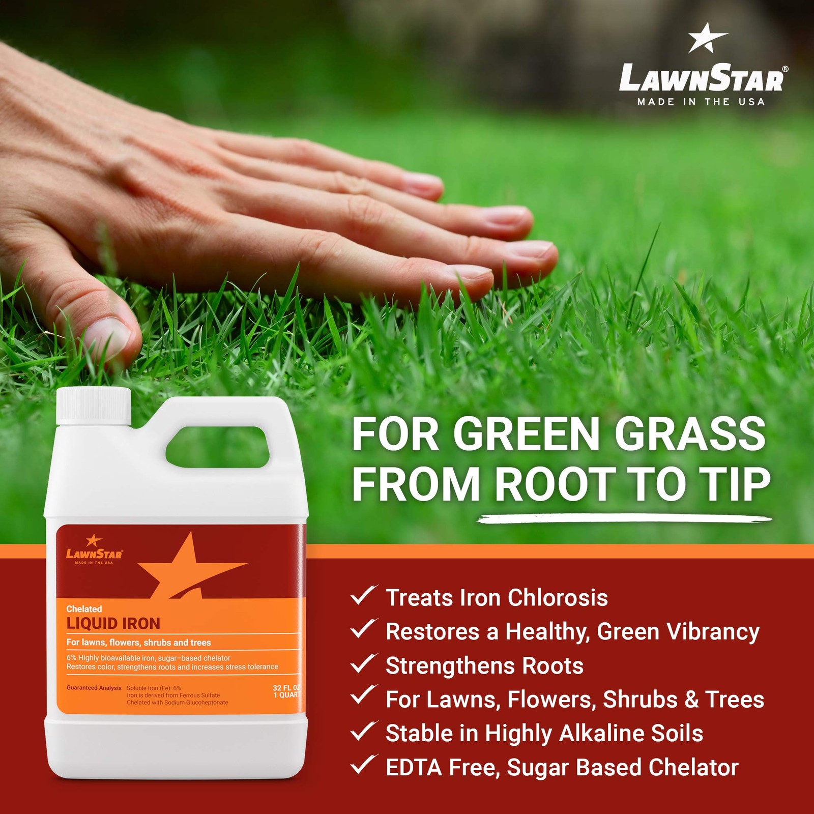 Lawnstar Liquid Iron (32 OZ) for – Multi-Purpose, Suitable for Lawn, Flowers, S