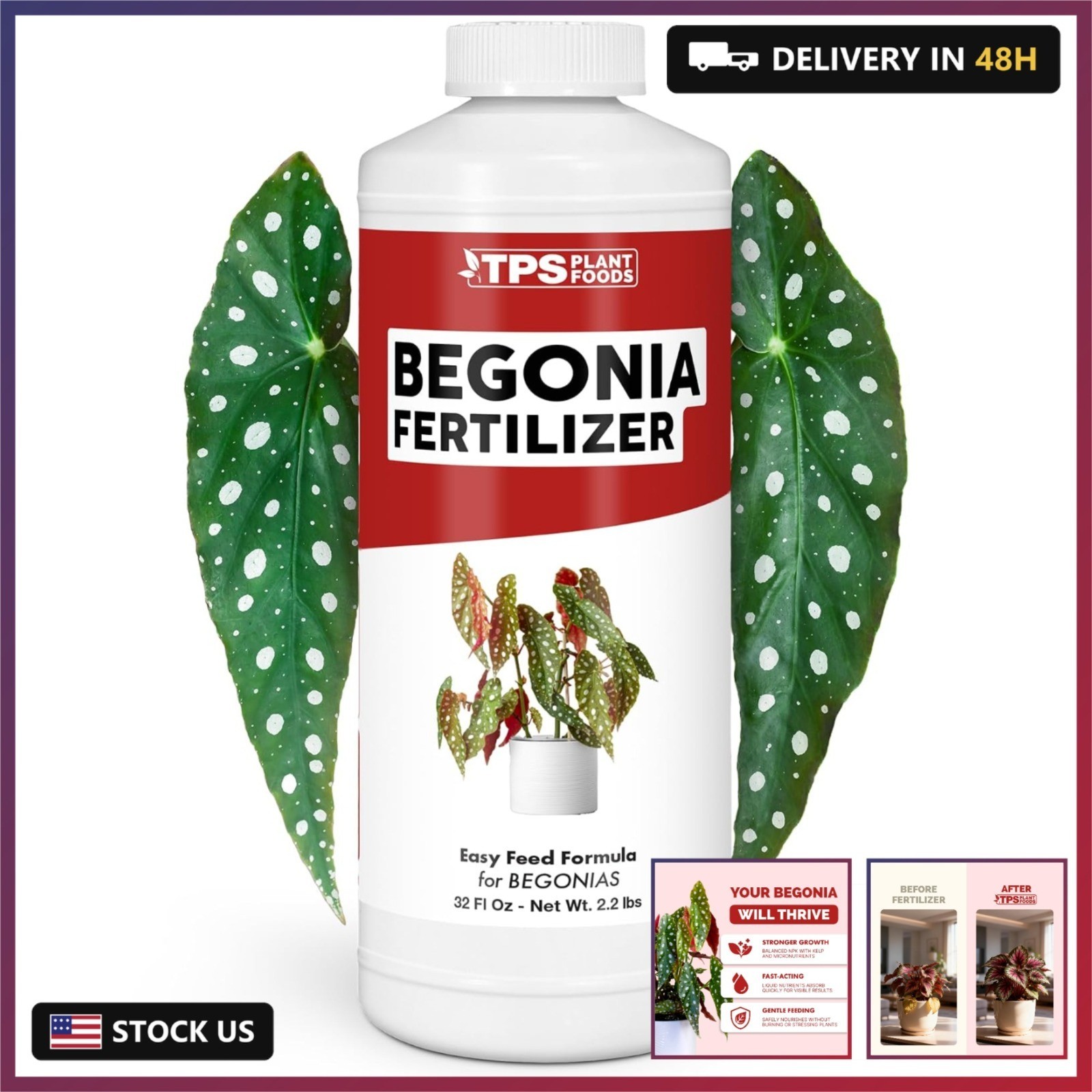 Begonia Fertilizer – Liquid Plant Food for More Blooms, Vibrant Color & Healthy