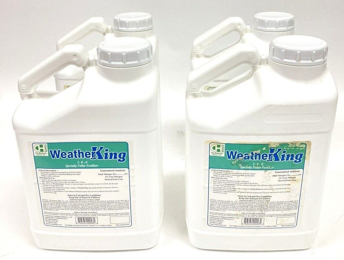 4 Bottles (1 US Gallon Each) Weather King 1-0-0 Specialty Foliar Fertilizer