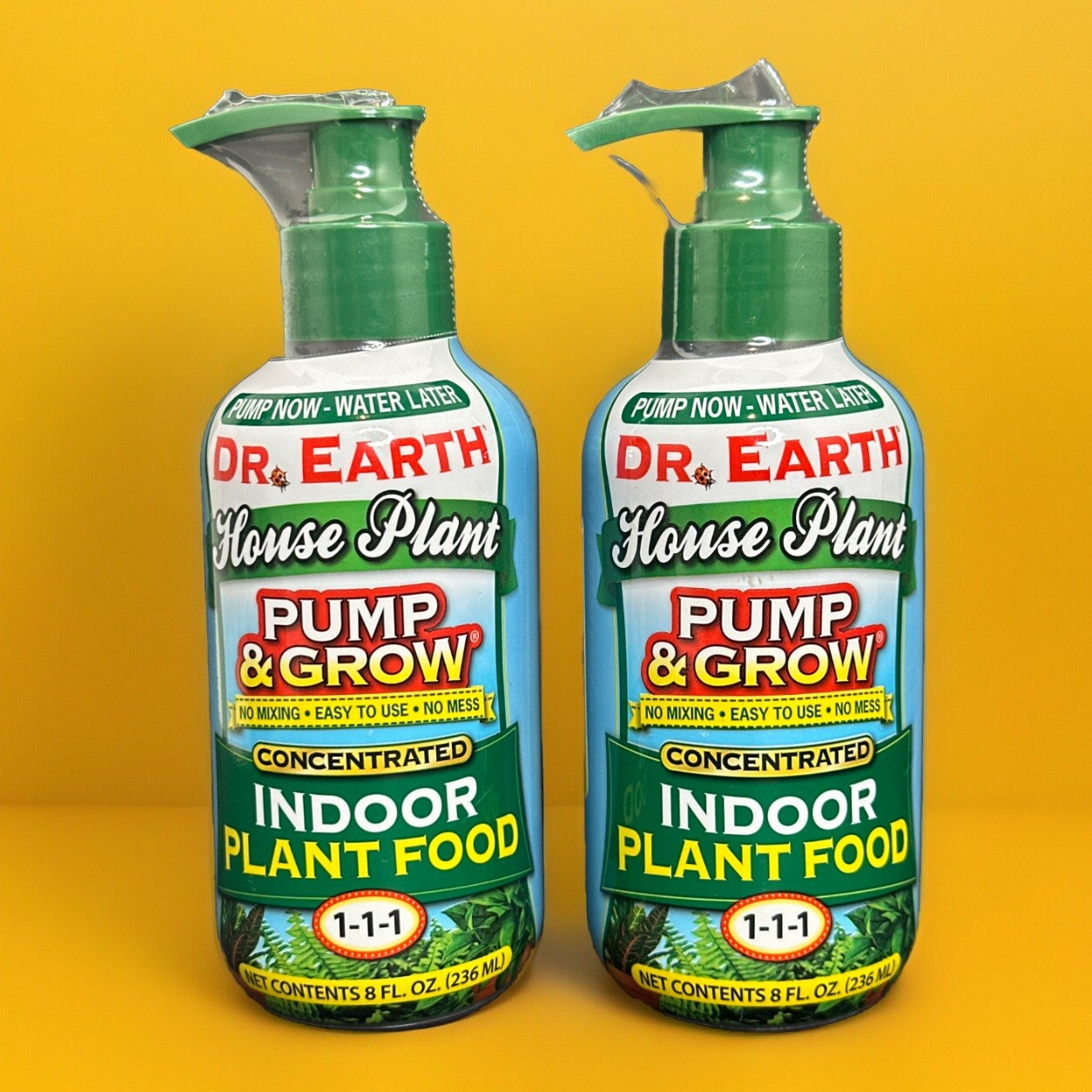 Dr Earth House Plant Pump & Grow Indoor Plant Food 8 oz **LOT OF 2**