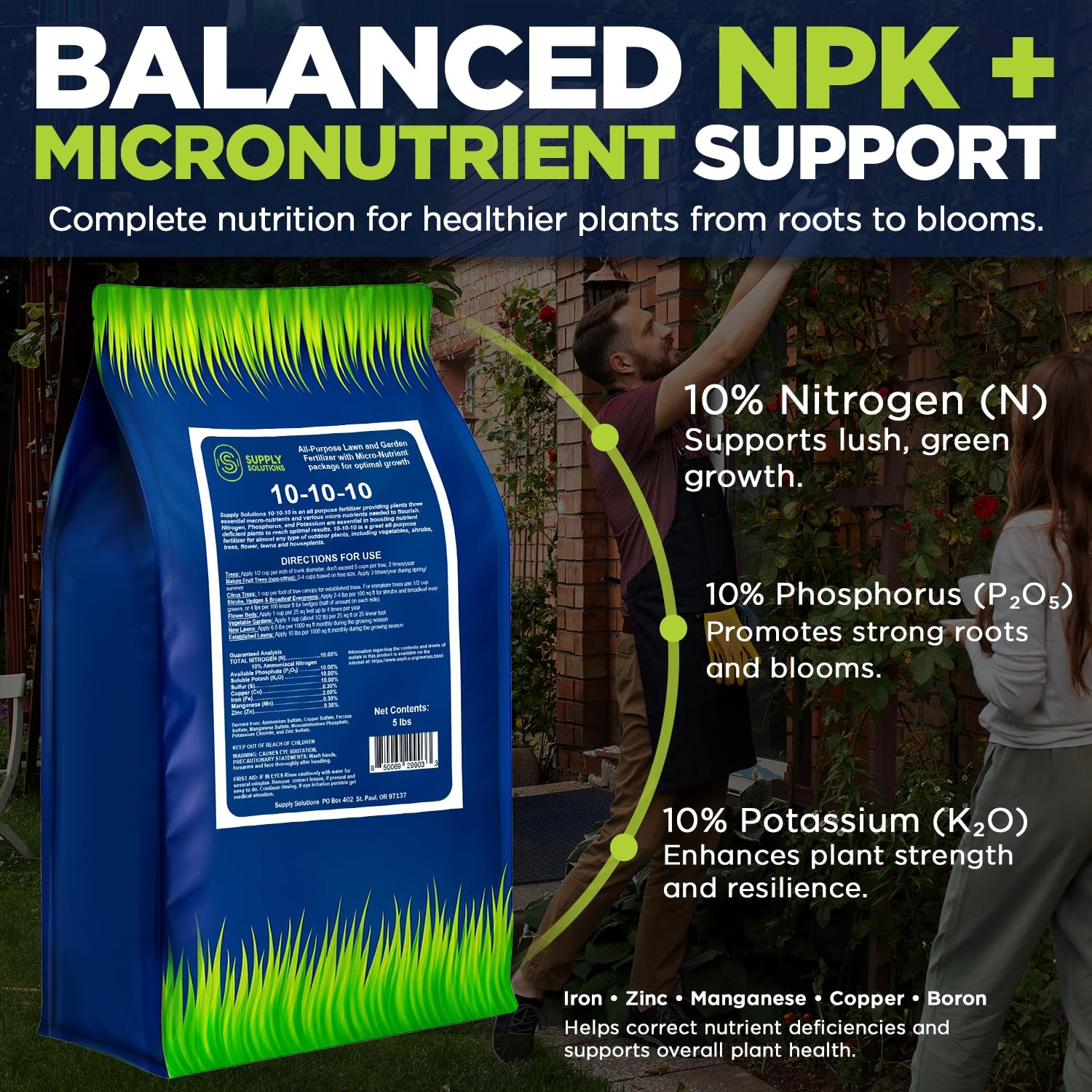 10-10-10 Complete Lawn & Garden Granular Fertilizer with Micronutrients – Bal…