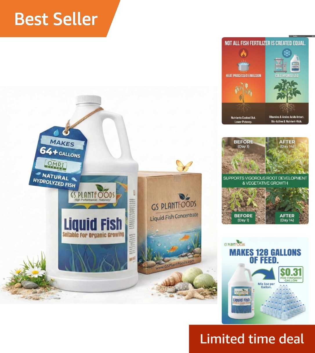 Hydrolyzed Fish Fertilizer 1 Gallon for All Plants – Boost Growth Organically