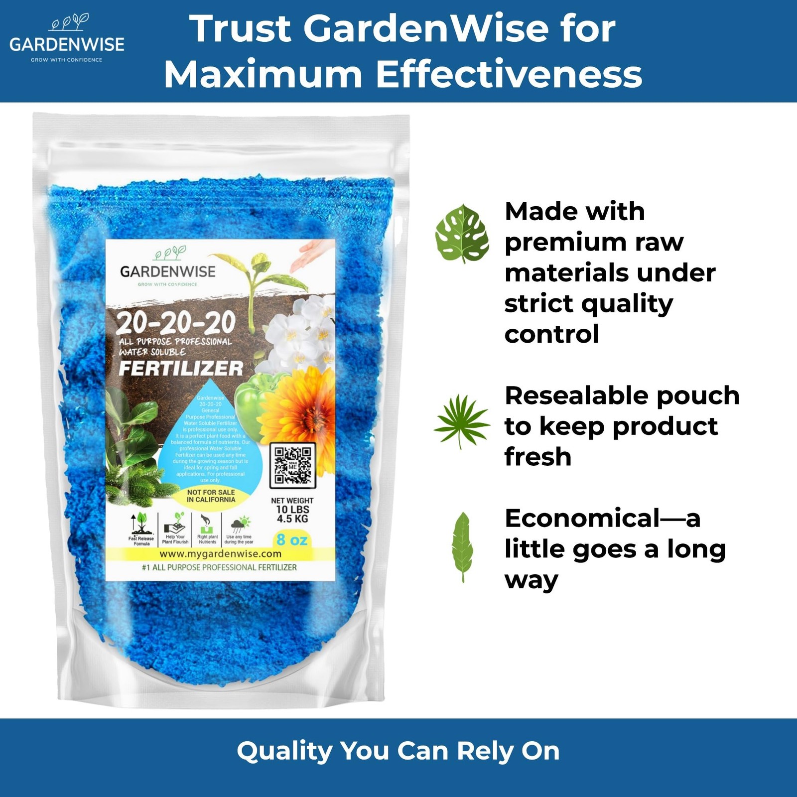 Gardenwise 20-20-20 Water-Soluble 8 OZ, Fertilizer