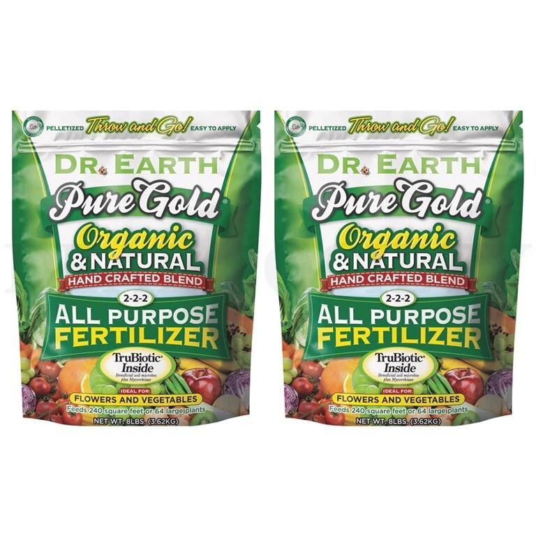 Dr. Earth Pure Gold Organic 2-2-2 Natural All-purpose Fertilizer 8lb Lot of 2
