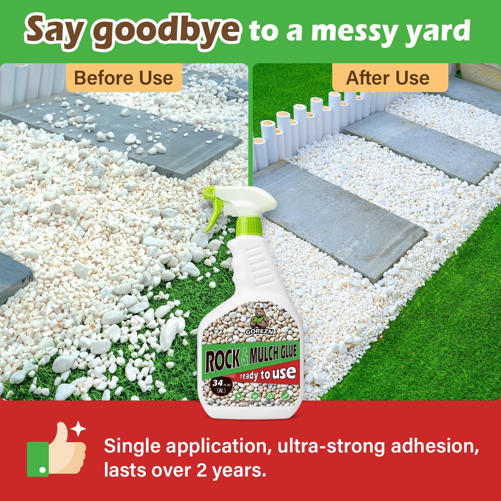 Mulch Glue for Landscaping with Sprayer 68 OZ, Rock Glue for Landscaping&#