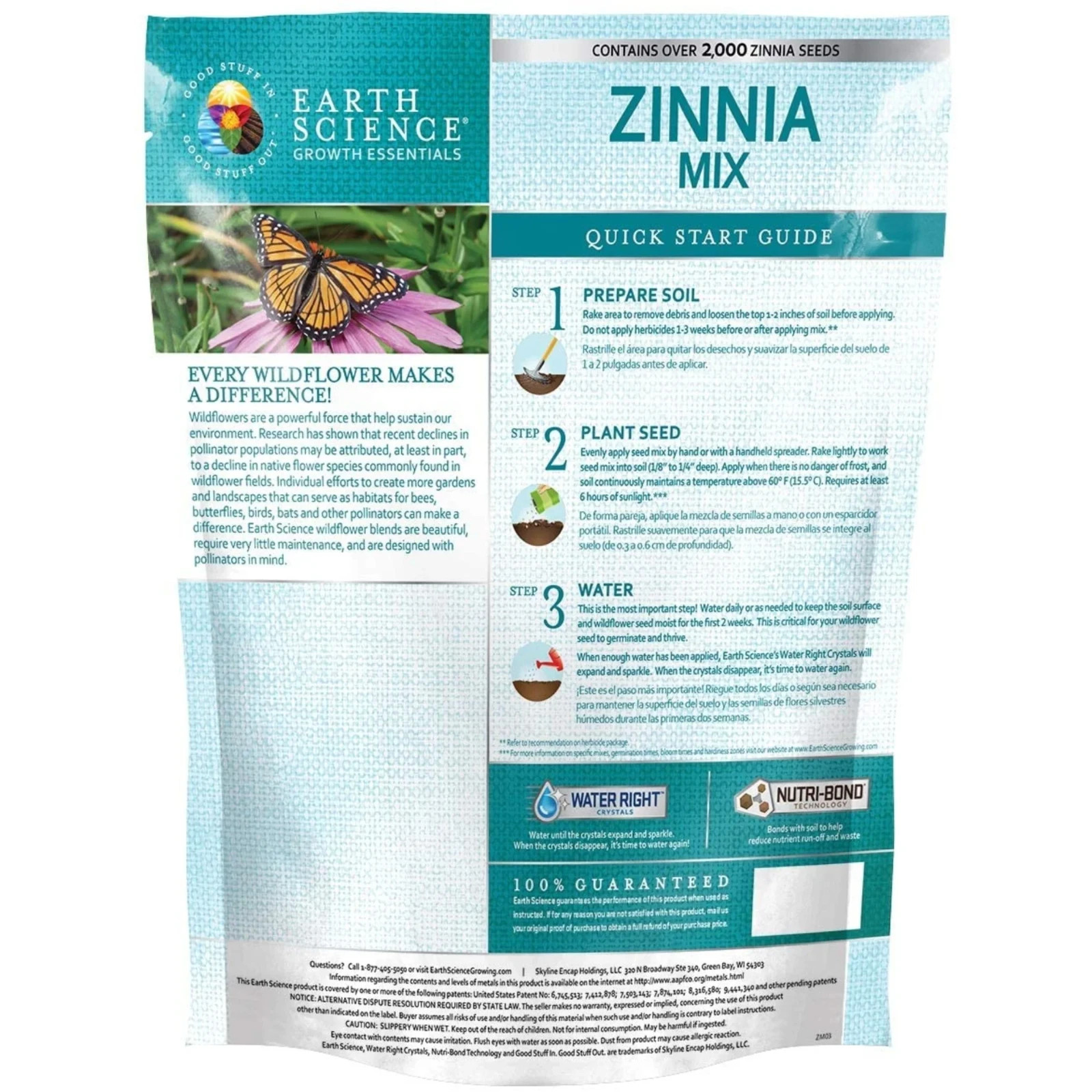 Earth Science Zinnia Mix 2 lbs 3-in-1 Plant Food & Soil Conditioner