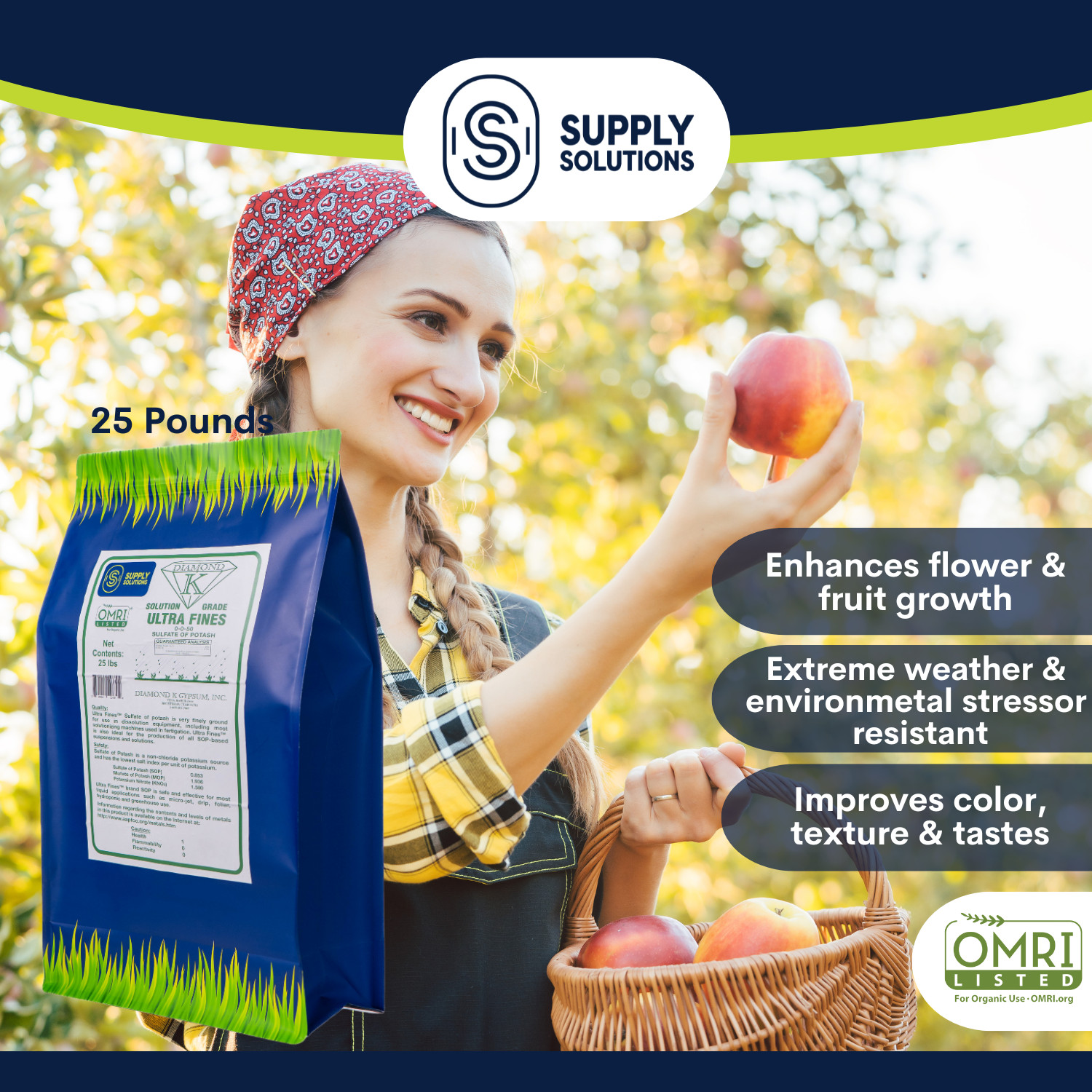 0-0-50 Sulfate of Potash – Organic Potash Fertilizer, Ideal for Gardens – 25 Lbs