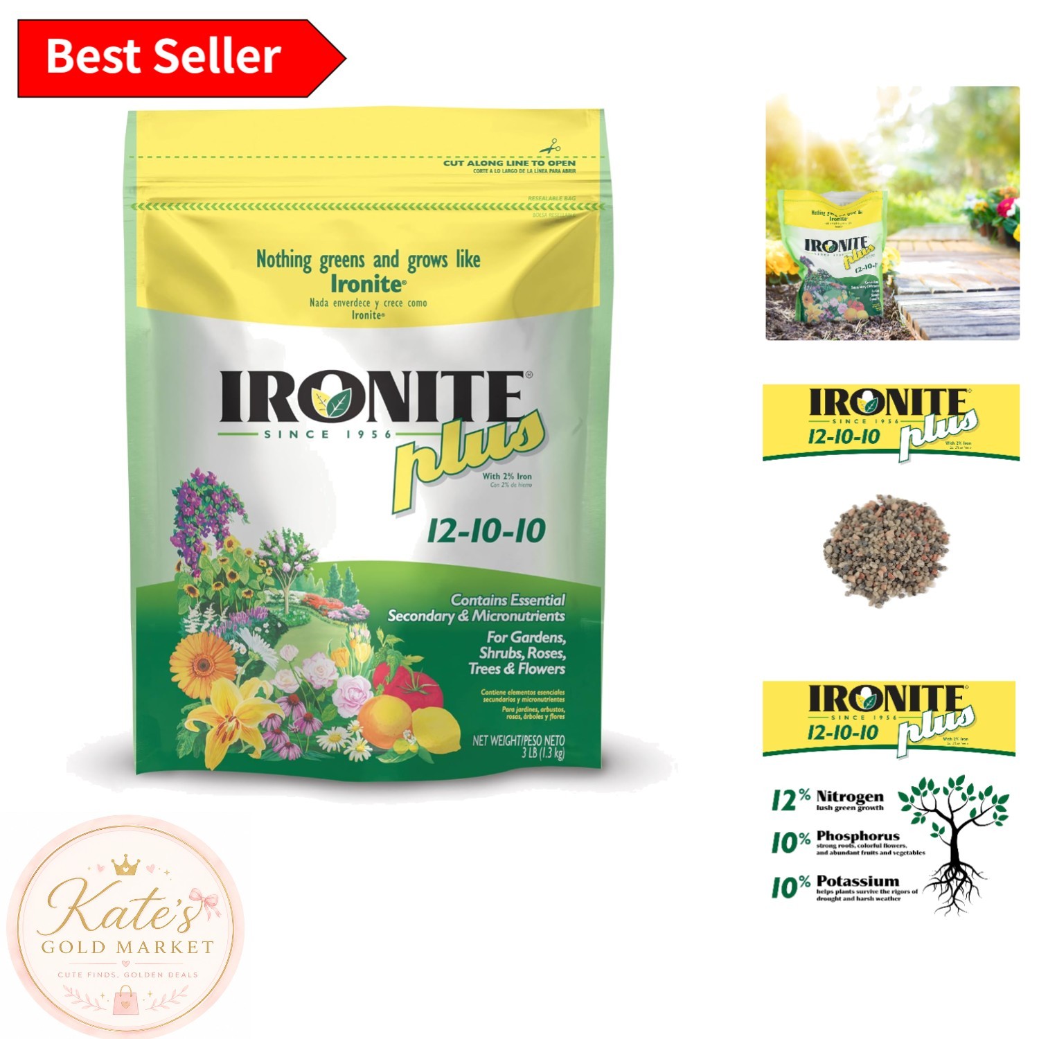 Fast-Acting 12-10-10 Granular Fertilizer for Shrubs, Trees & Flower Gardens