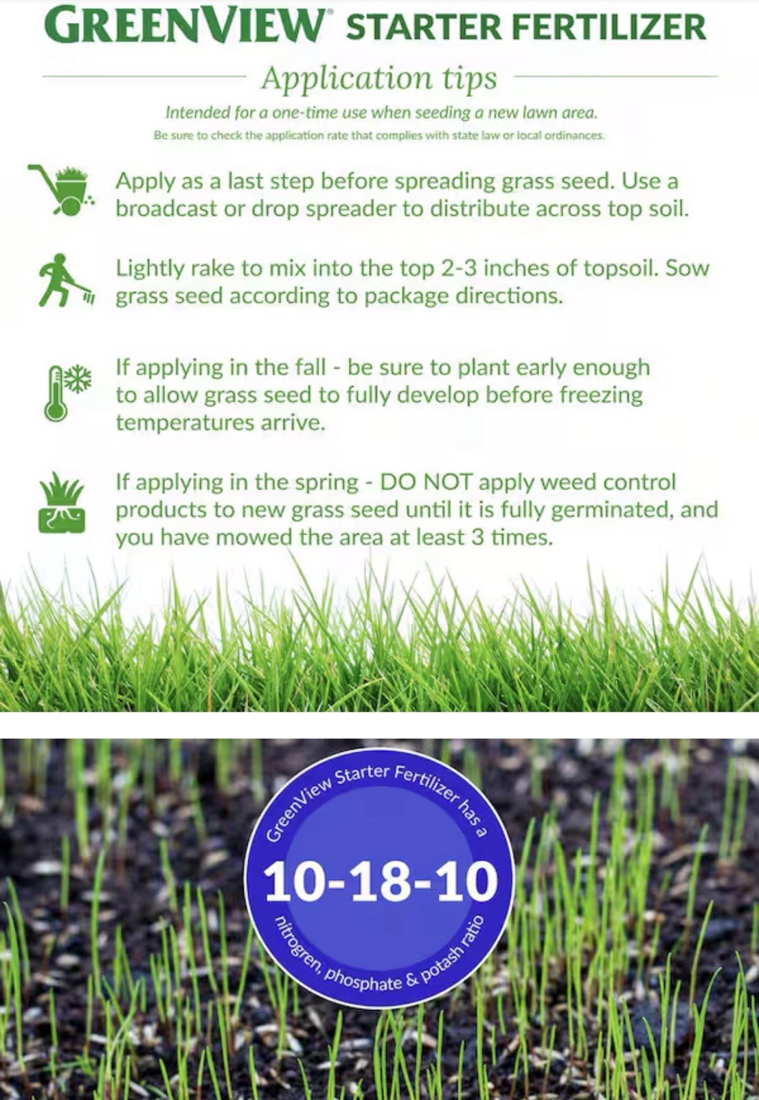 16 lbs. Starter Fertilizer, Covers 5,000 sq. ft. (10-18-10)
