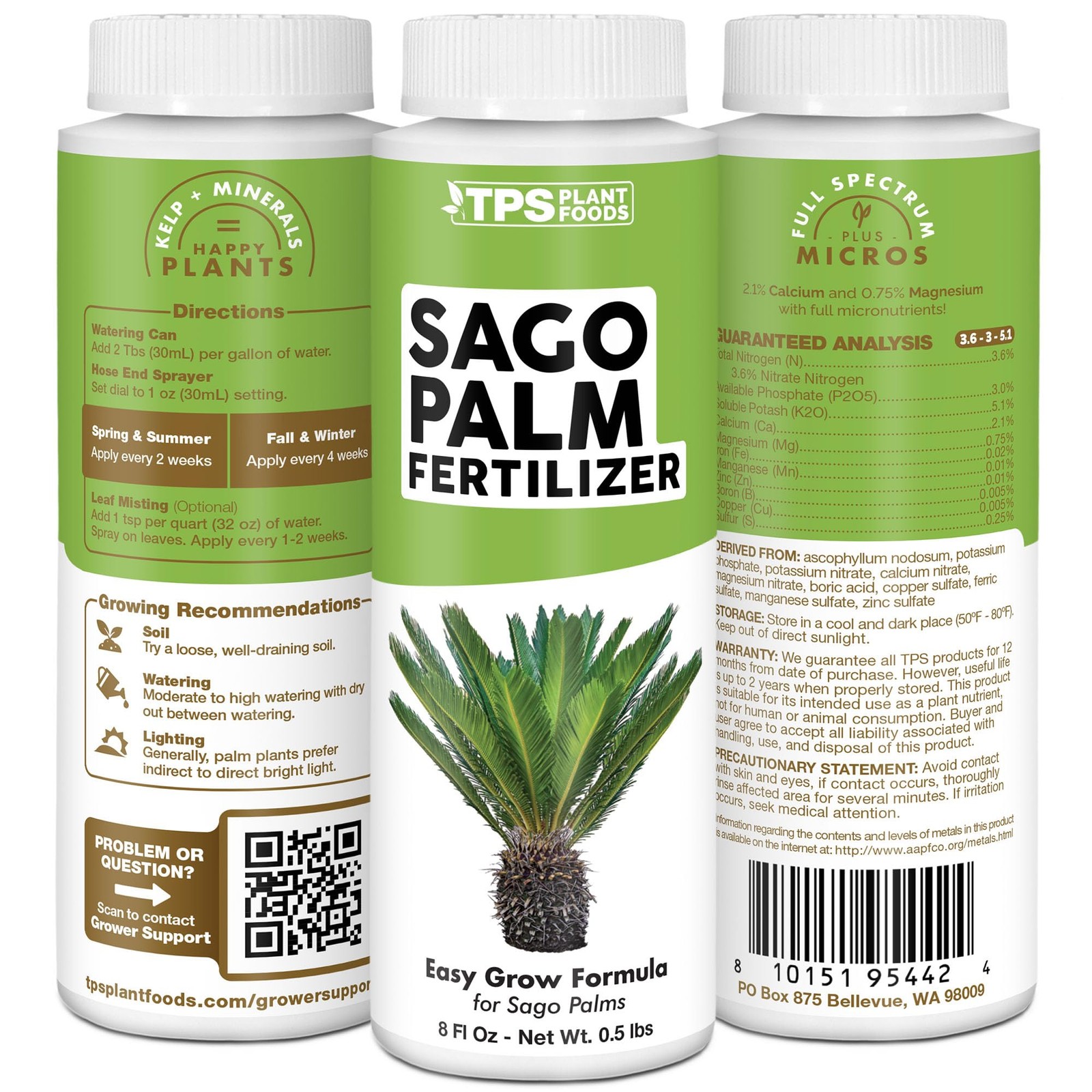 Sago Palm Fertilizer – Liquid Plant Food for Rich Green 8 oz (1/2 Pint)