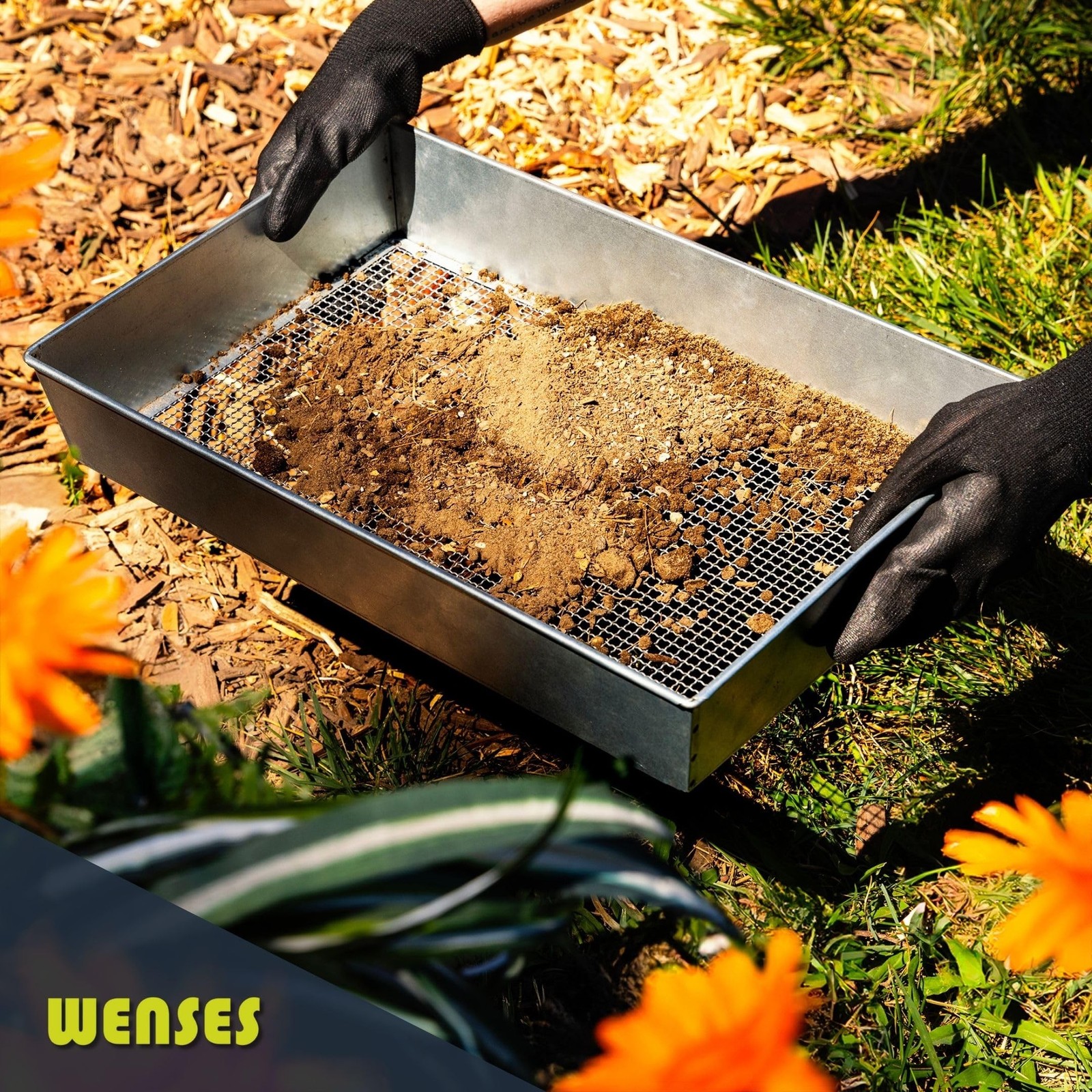 Soil Sifter, Wide Size (17.5 x 11.5 inches) with 1/8-inch Mesh, Garden Sieve …