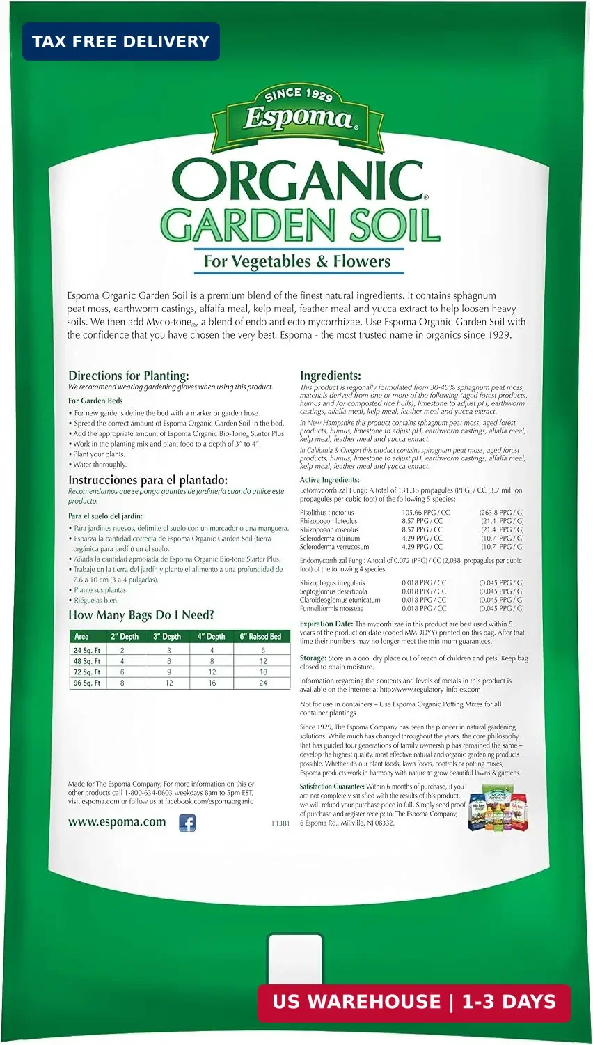 Organic Vegetable & Flower Garden Soil Natural and Organic in Ground Planting Mi