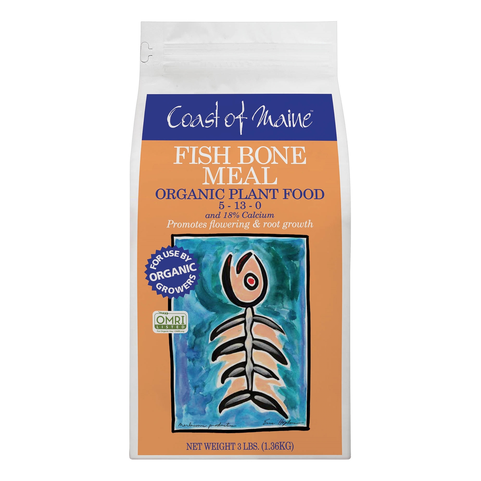 Coast of Maine Fish Bone Meal, Organic Plant Food Buds & Blooms, 3lb (6 pack)