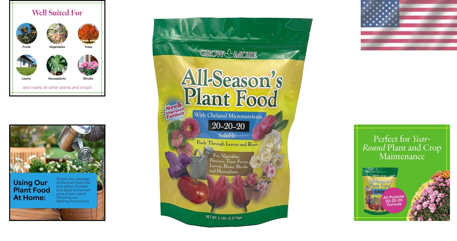 Versatile 20-20-20 Water Soluble Fertilizer – 5lbs for Lush Plants -Round
