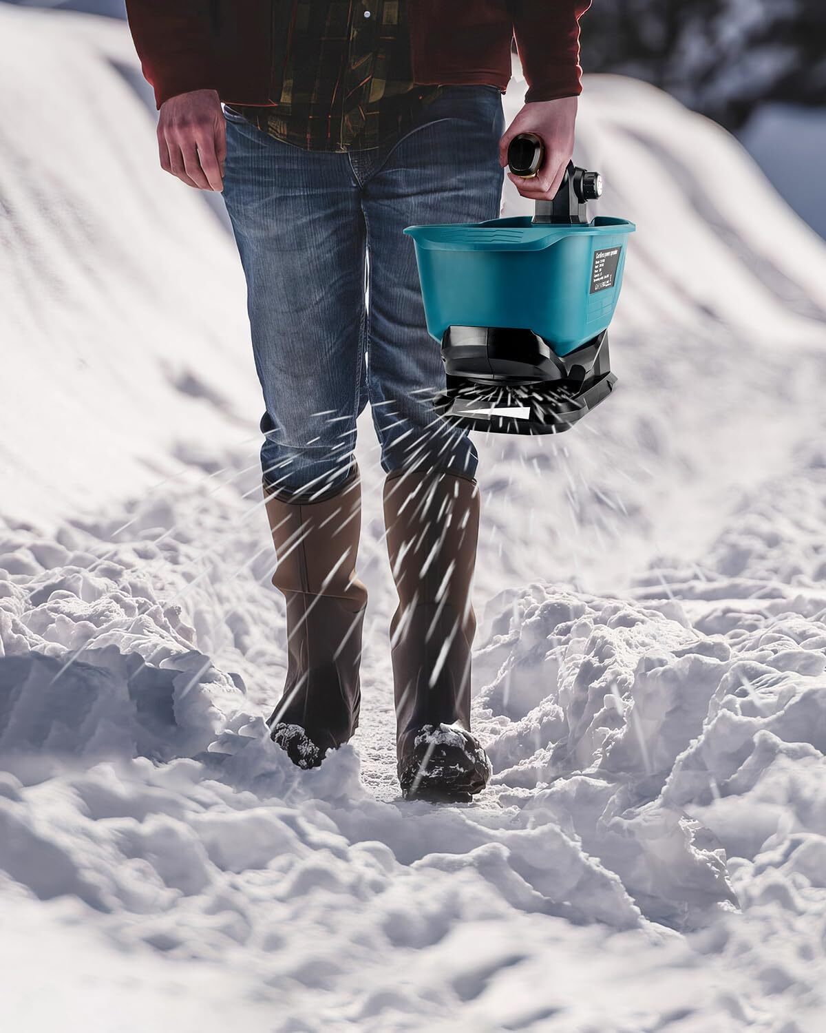 Salt Spreader for Makita 18v Battery,Handheld Fertilizer Spreader for