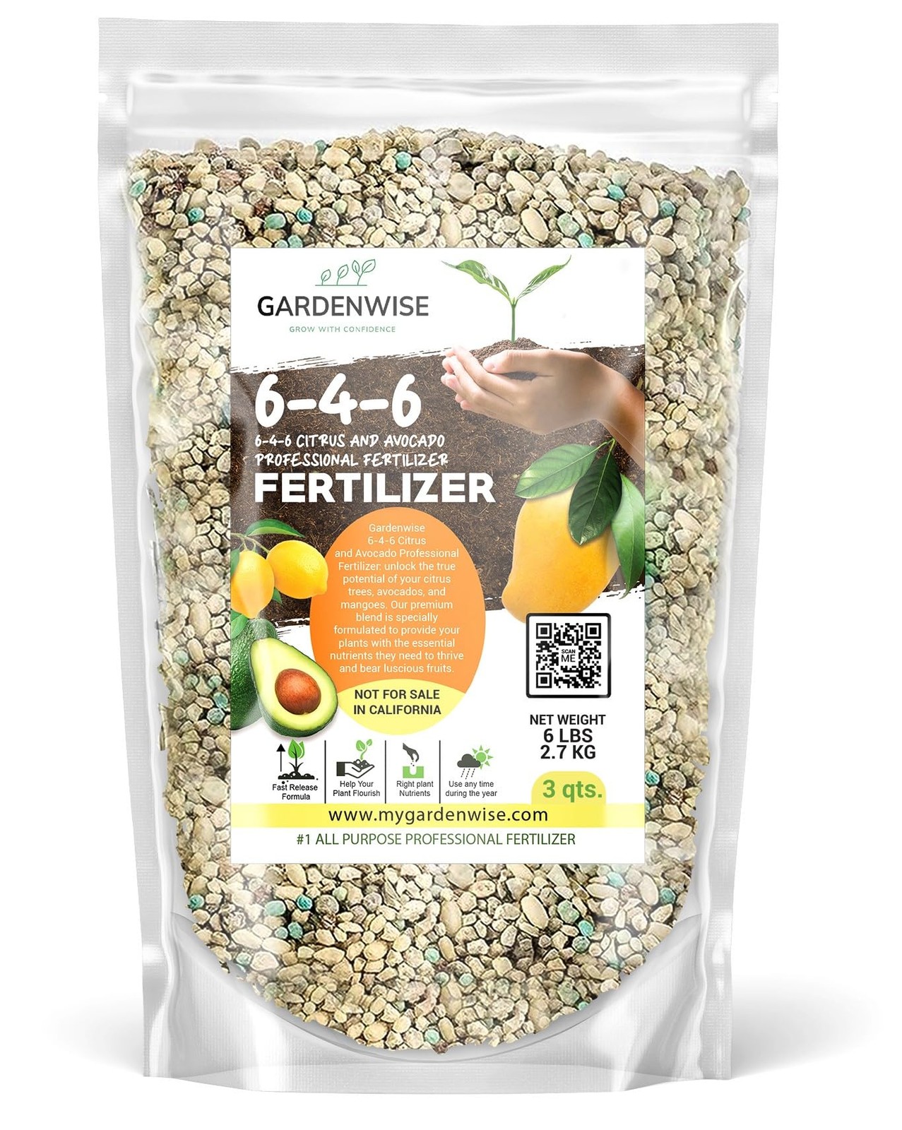 Gardenwise 646 Citrus and Avocado Fertilizer 3 Quart Slow Release Plant Food