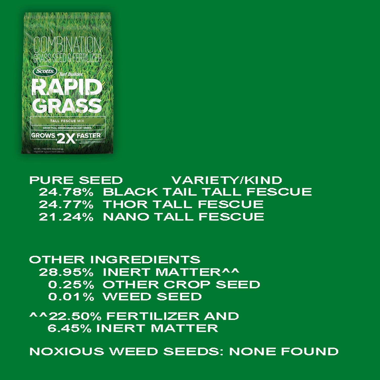 Scotts Turf Builder Rapid Grass Tall Fescue Mix – Combination Grass Seed and Fer