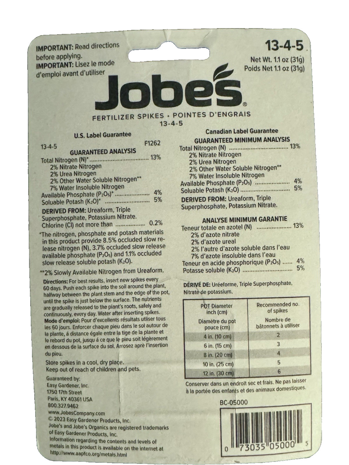 NEW Jobe’s Fertilizer Spikes for Houseplants 30 Count Made in USA