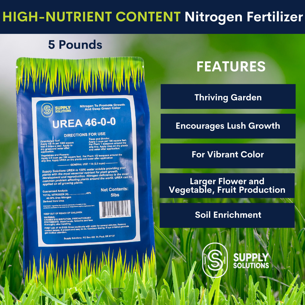 Urea 46-0-0 Nitrogen Fertilizer – Bloom Booster for Flowers and Fruits – 5 Lbs