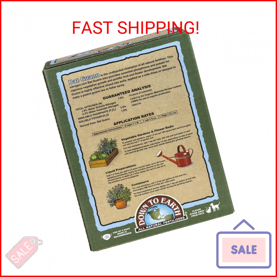 Down To Earth All Natural Fertilizers Organic Bat Guano – High Nitrogen Plant Fo