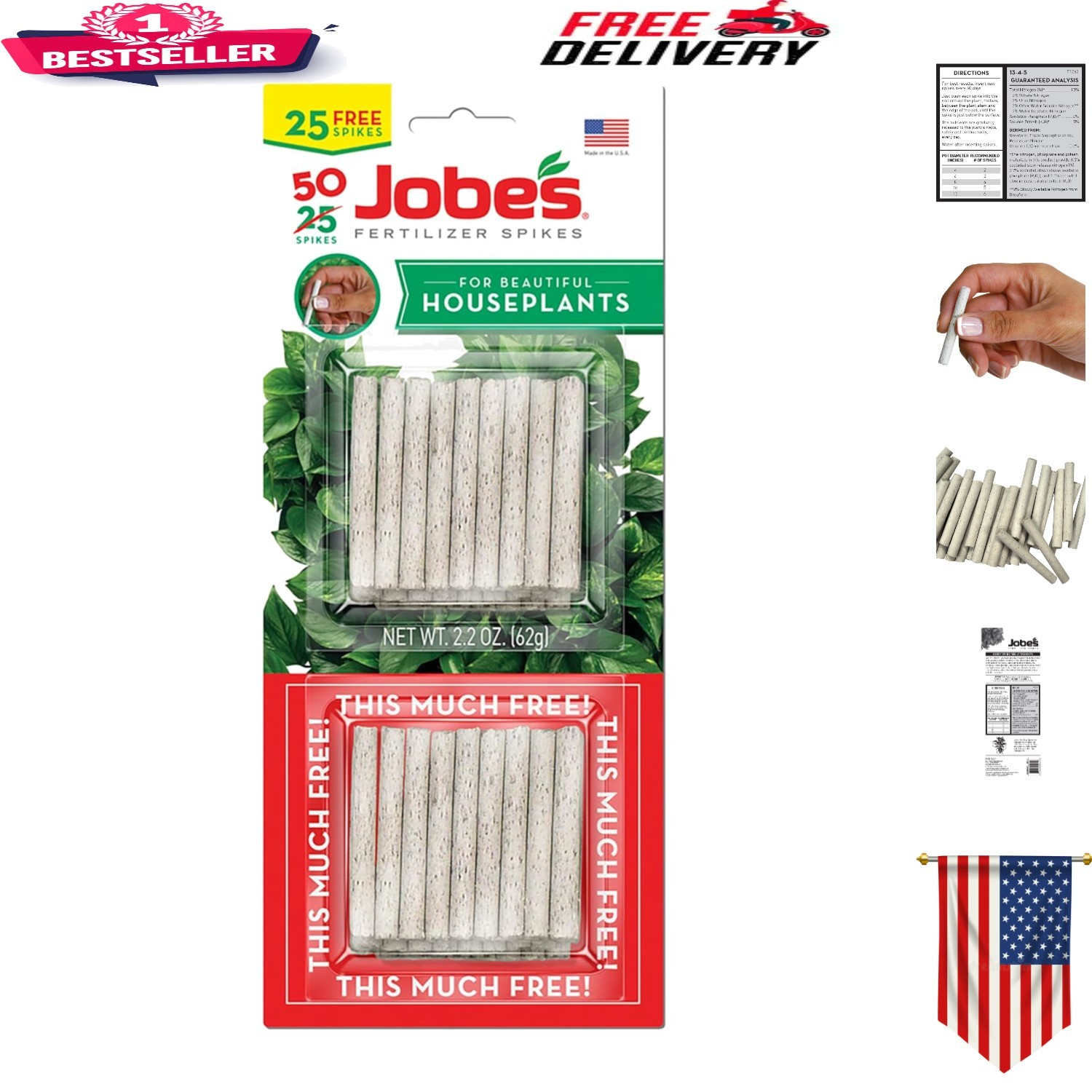 Pre-Measured Indoor Plant Fertilizer Spikes – 50 Count for Effortless Growth