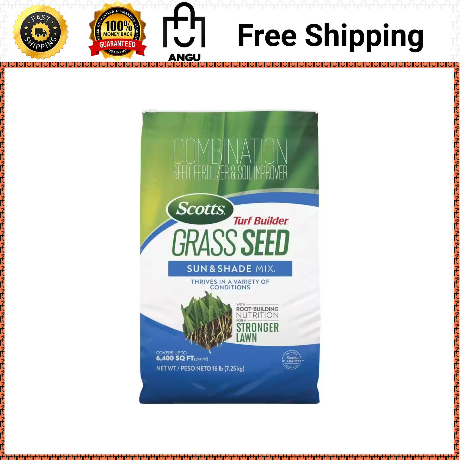 SCOTTS GRASS SEED Turf Builder Sun & Shade Mix 2240 Sq ft 5.6Lb