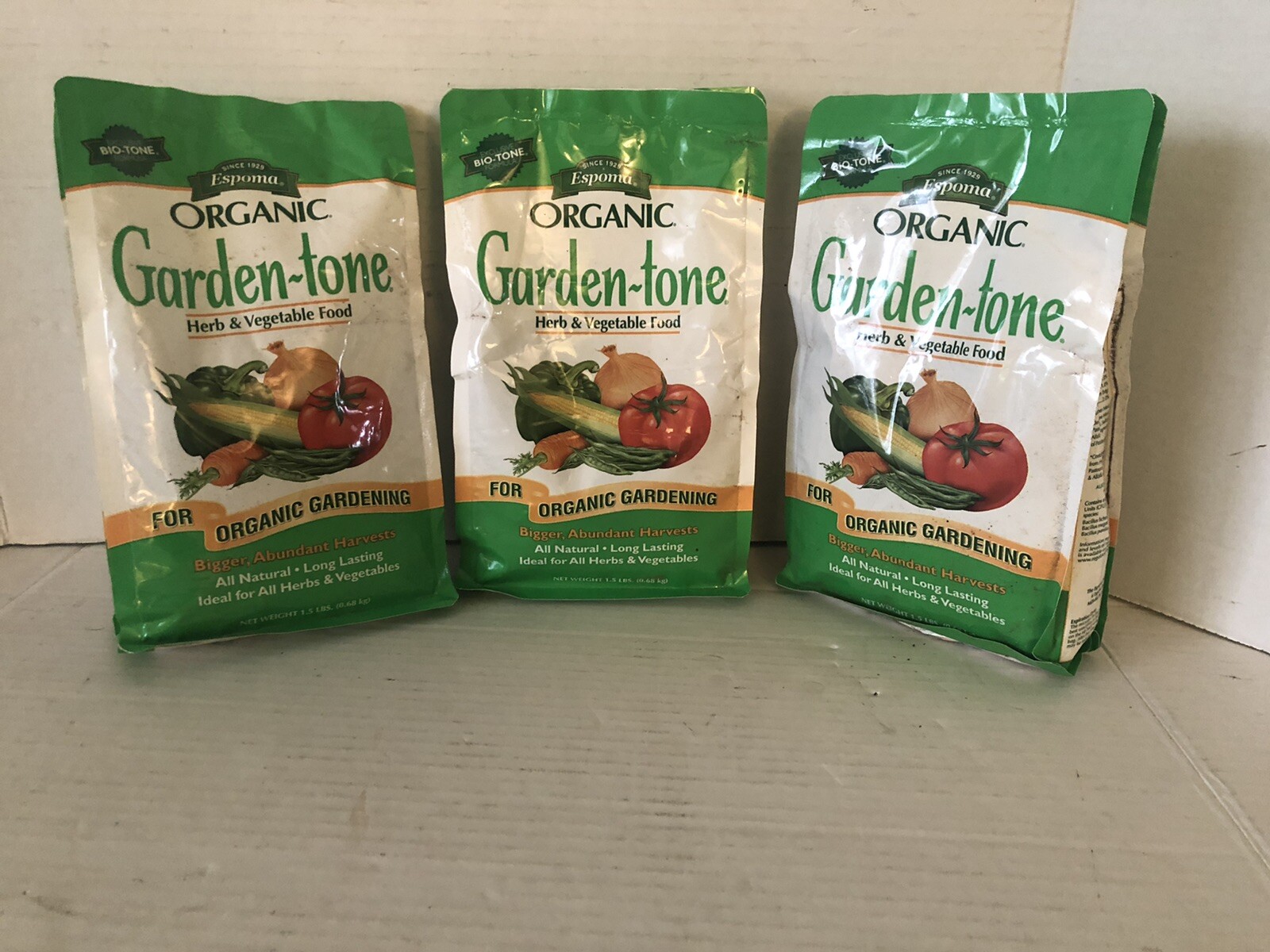 Espoma Organic Garden-Tone GT Herb & Vegetable Food 3 X 1.5 pounds Total 4.5 LBS