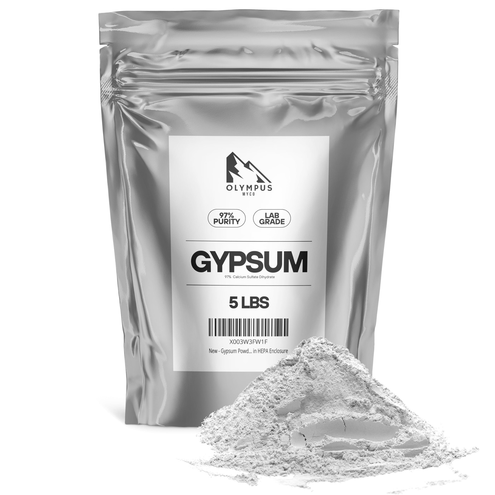 97% Pure Gypsum Powder 5 lbs Calcium Sulfate for Soil, Gardens, Lawns