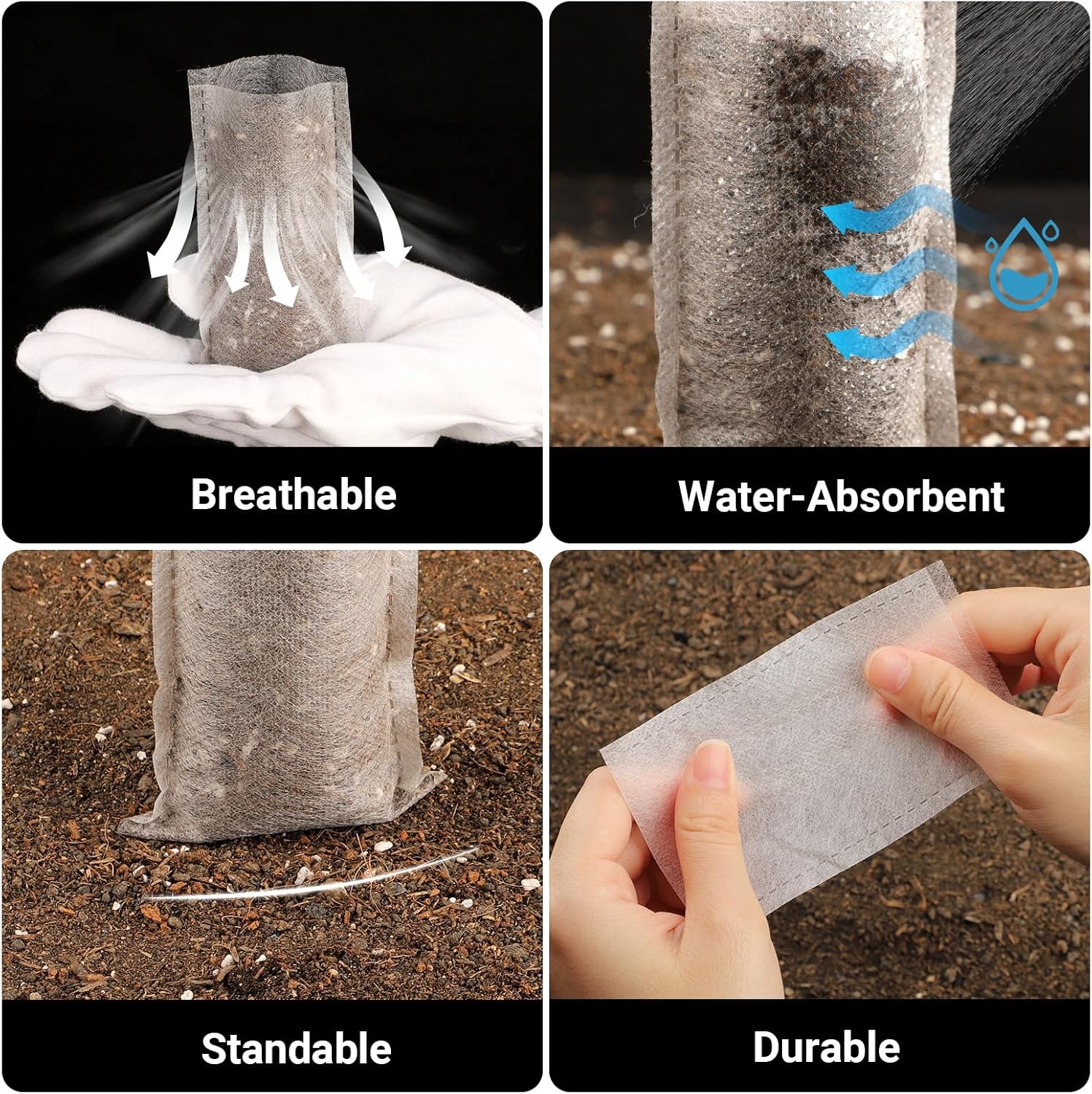 Non-Woven Nursery Bags, 200PCS 5×6 inch Fabric Planter for Plants Tree Seedling,