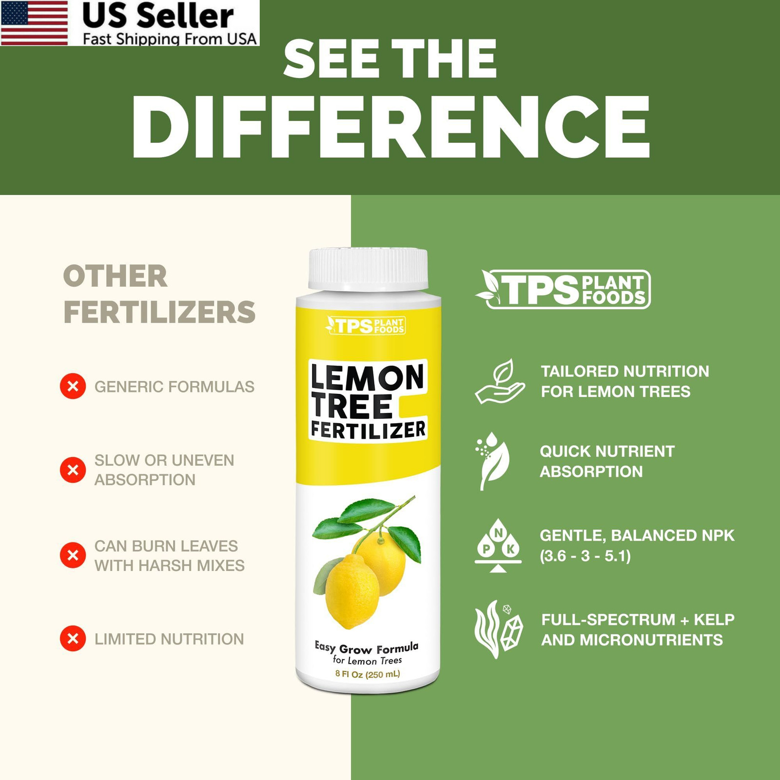 Lemon Tree Fertilizer Liquid Plant Food Fruit Flowering Root Development 8oz USA