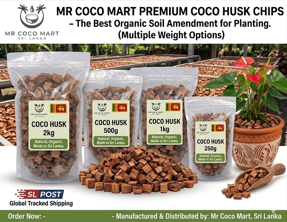 Premium Organic Coco Husk Chips for Planting Natural Soil Amendment Sri Lanka