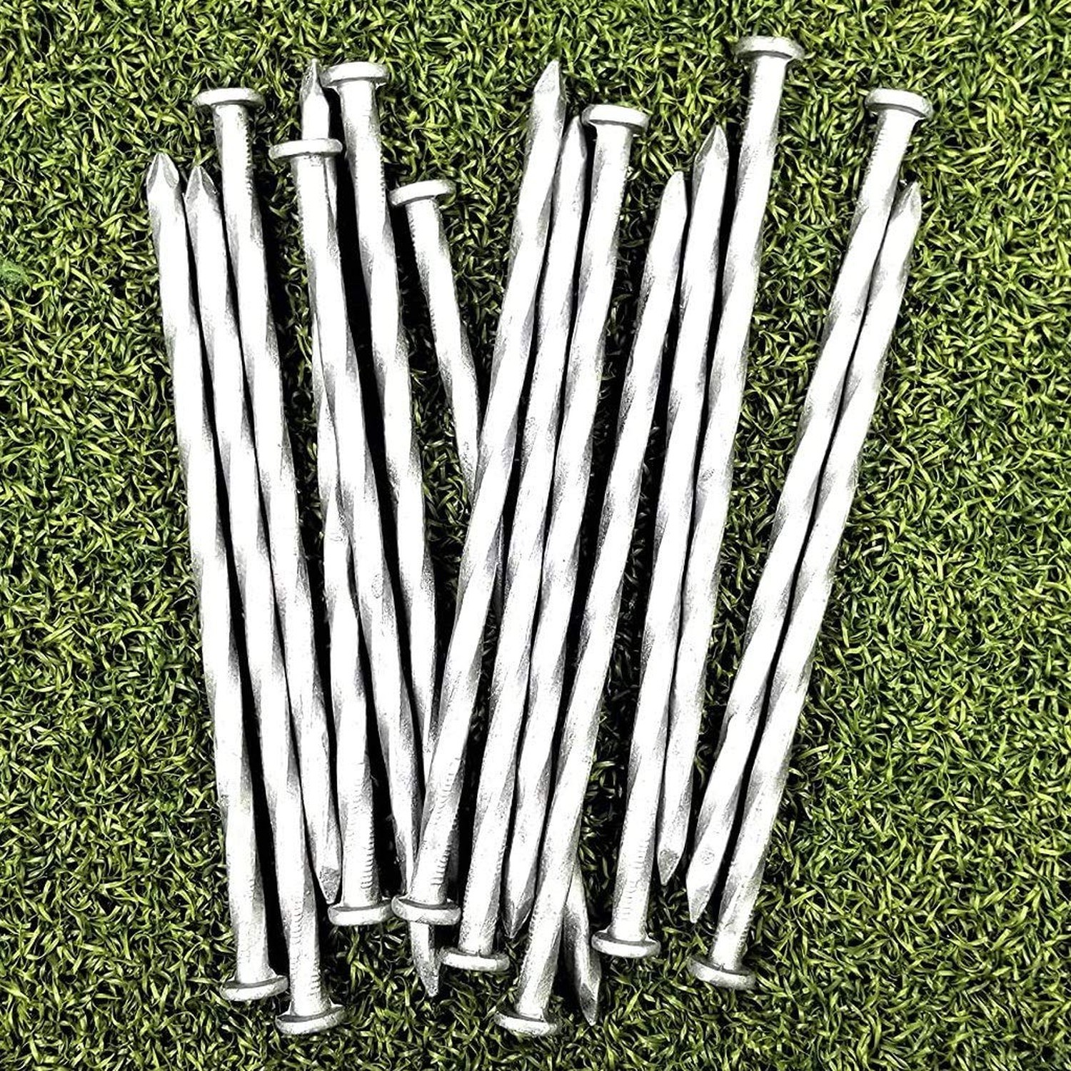 (36-Pack) Premium 6-Inch Turf Nails, Landscape Stakes, Spiral Metal Galvanize…