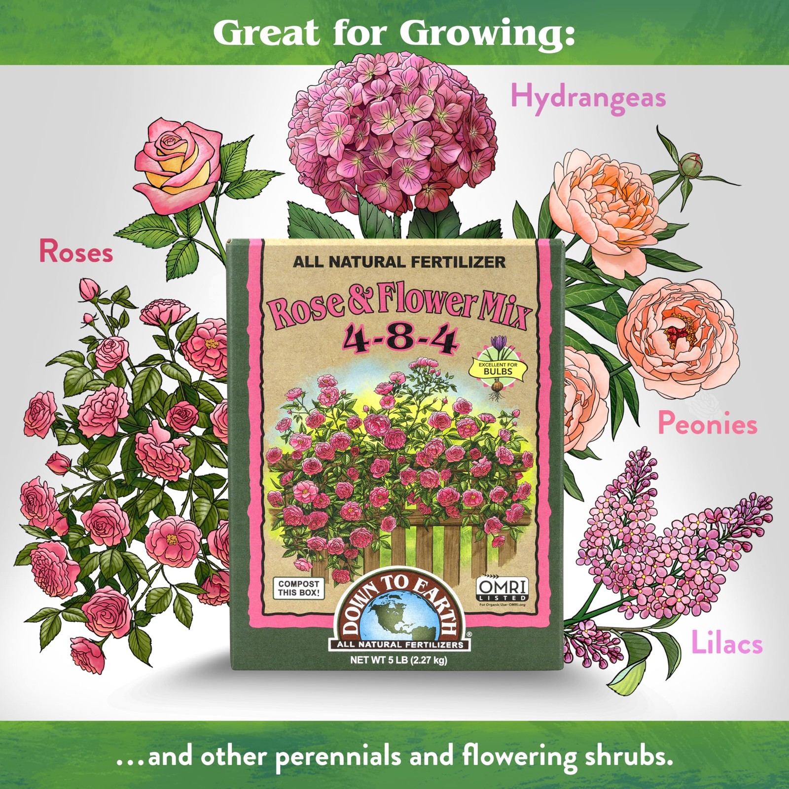 Organic Rose & Flower Mix – Plant Food for Roses, Bulbs, Flowers and Ornament…