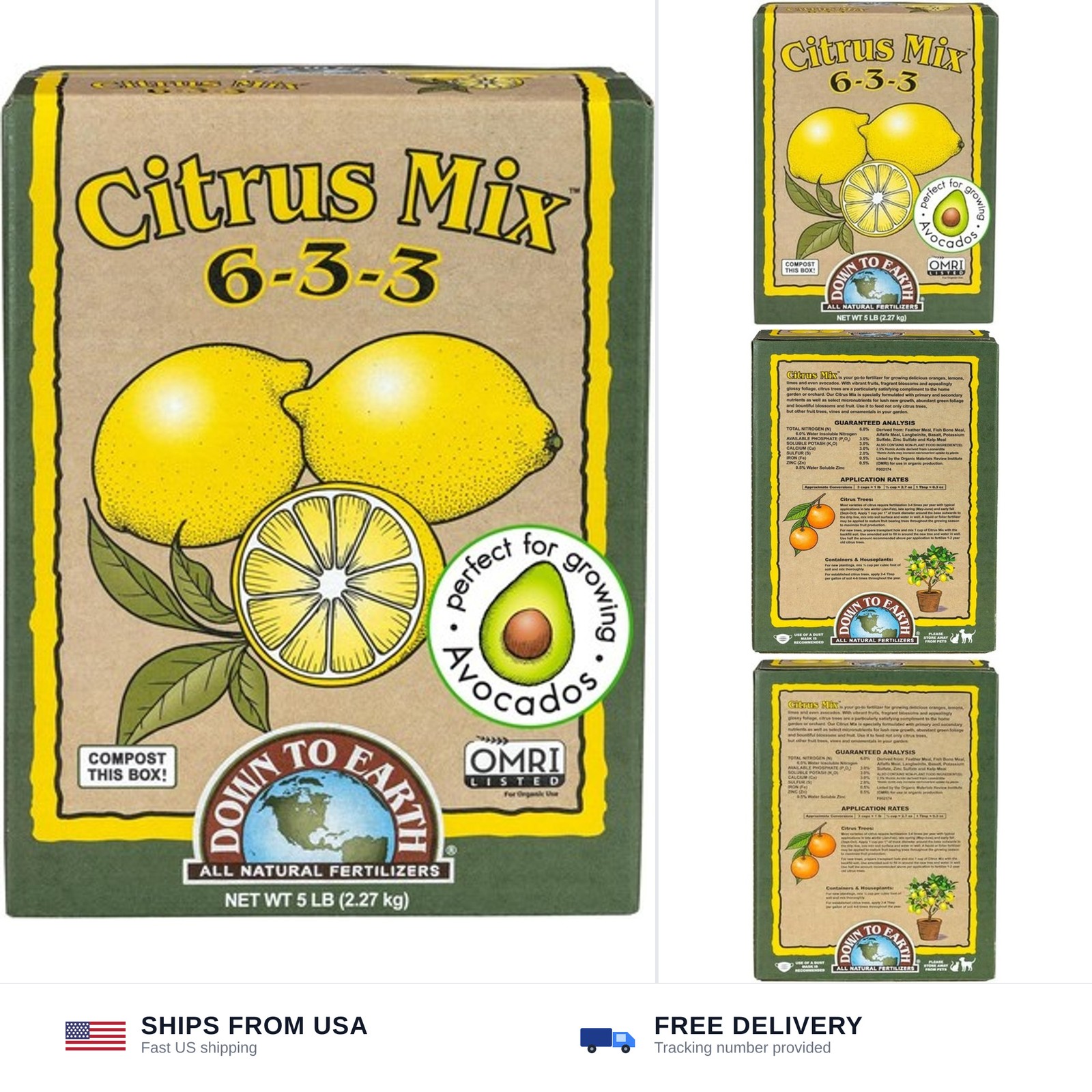 Down To Earth All Natural Fertilizers Organic Citrus Mix – Plant Food for Lem…