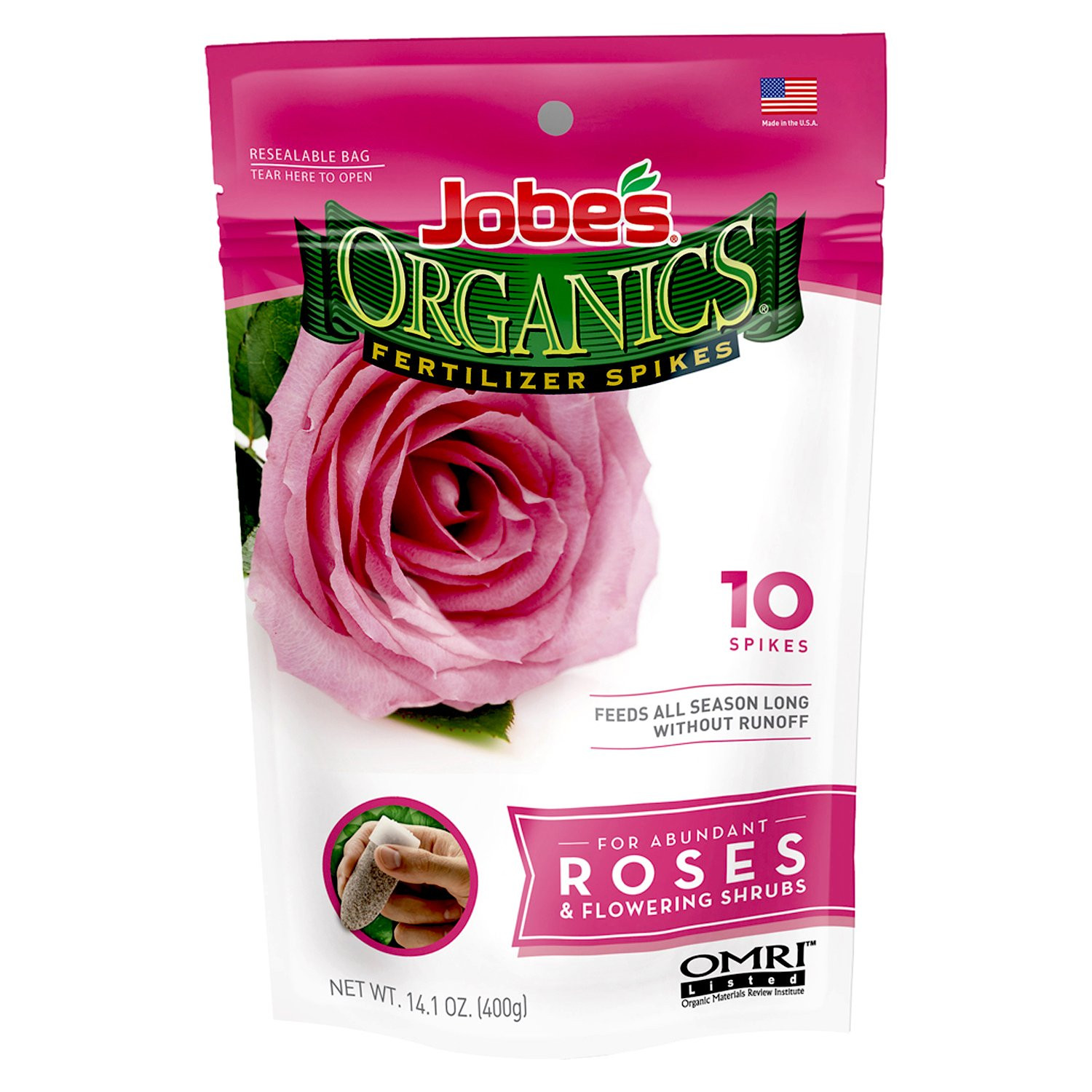 Certified Organic Fertilizer Spikes for Roses and All Flowering Shrubs 10 Spikes