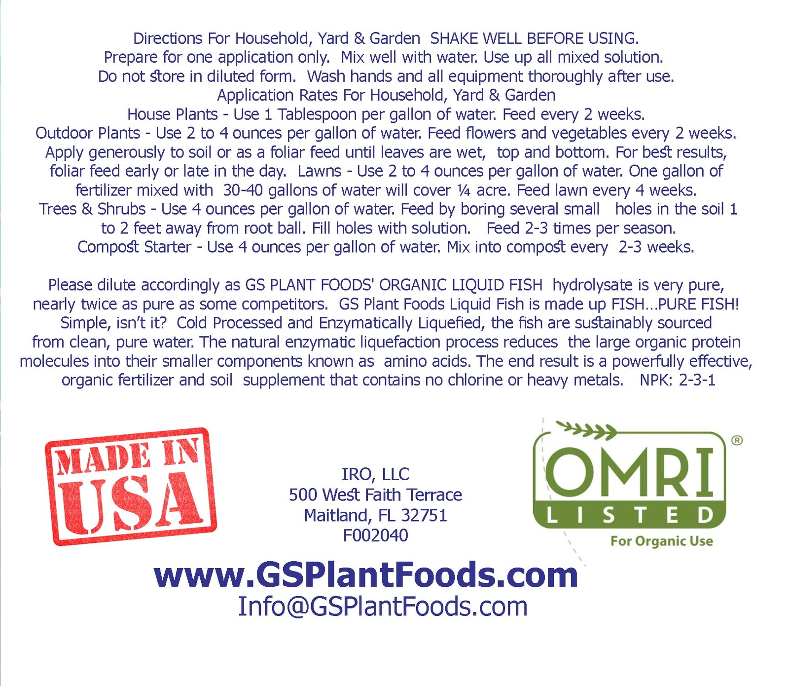 Organic Hydrolyzed Liquid Fish Fertilizer By 1 Gallon