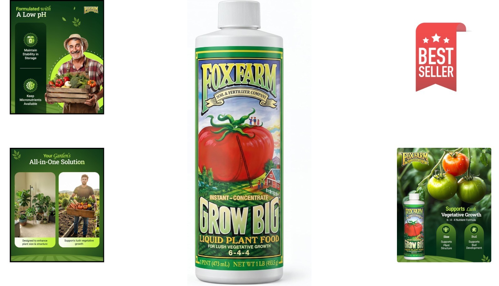 16 oz Grow Big Fertilizer for Roses & Veggies – Fast Nutrient Uptake Formula
