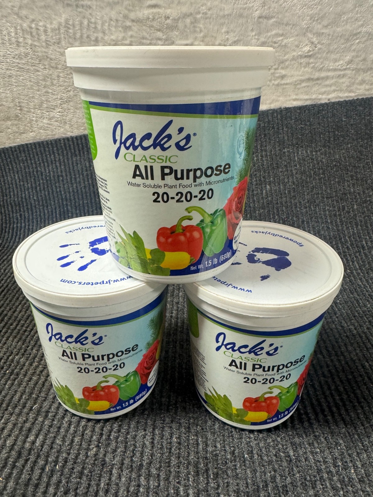 Qty 3 New Jack’s Classic All Purpose Feed 20-20-20 1.5 lb.