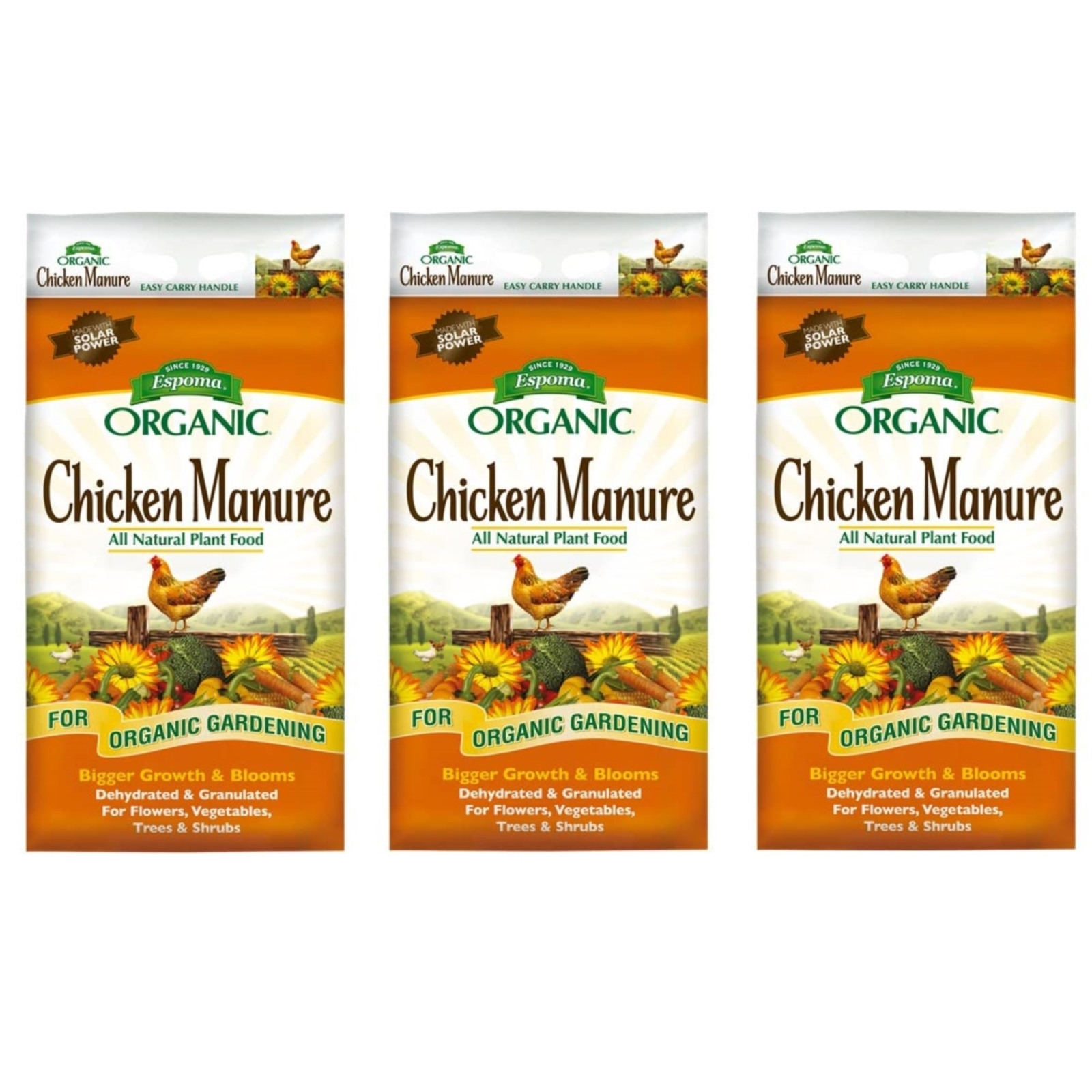 Espoma (#GM25) Organic Chicken Manure, 25lb Bag – 3 Pack